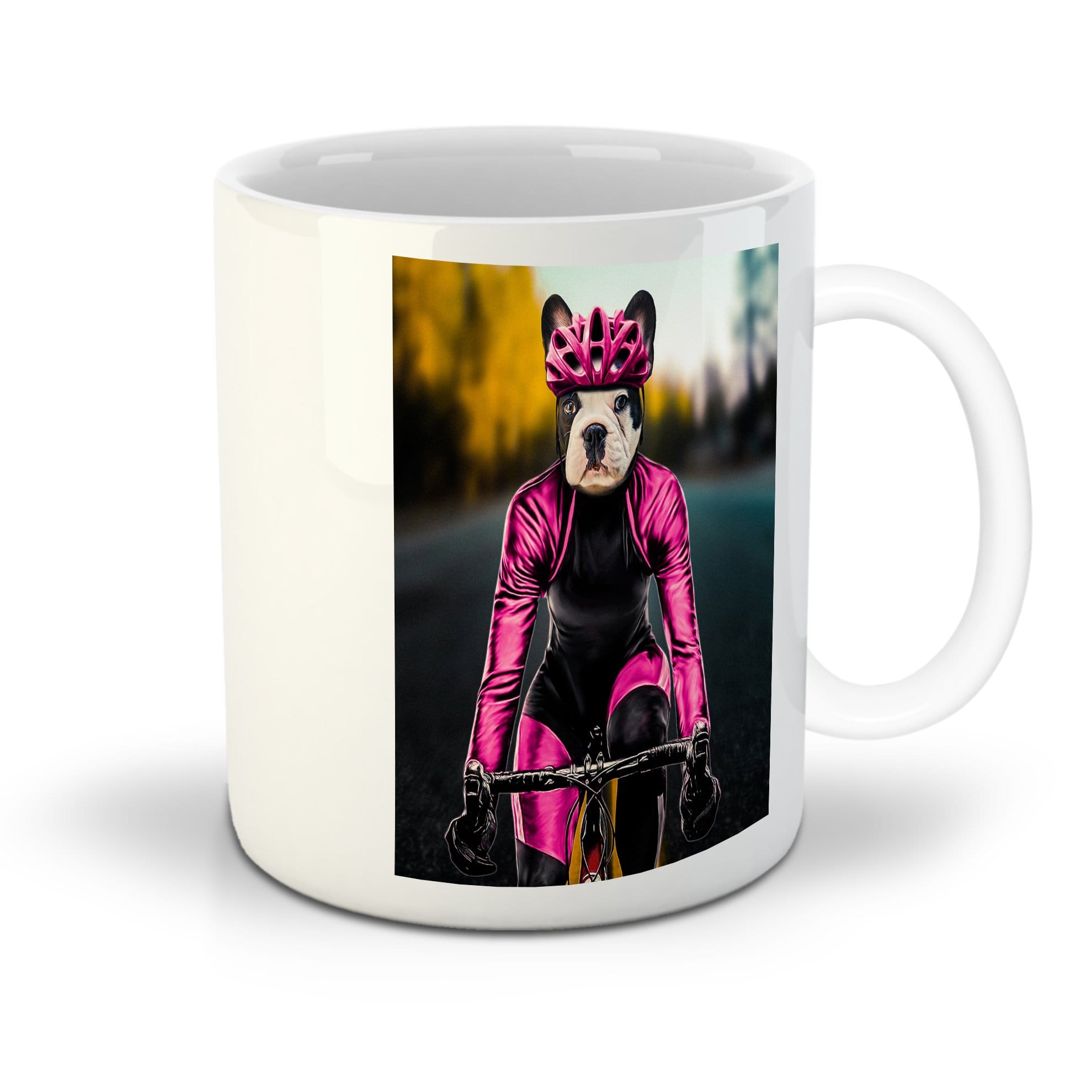 &#39;The Female Cyclist&#39; Personalized Pet Mug