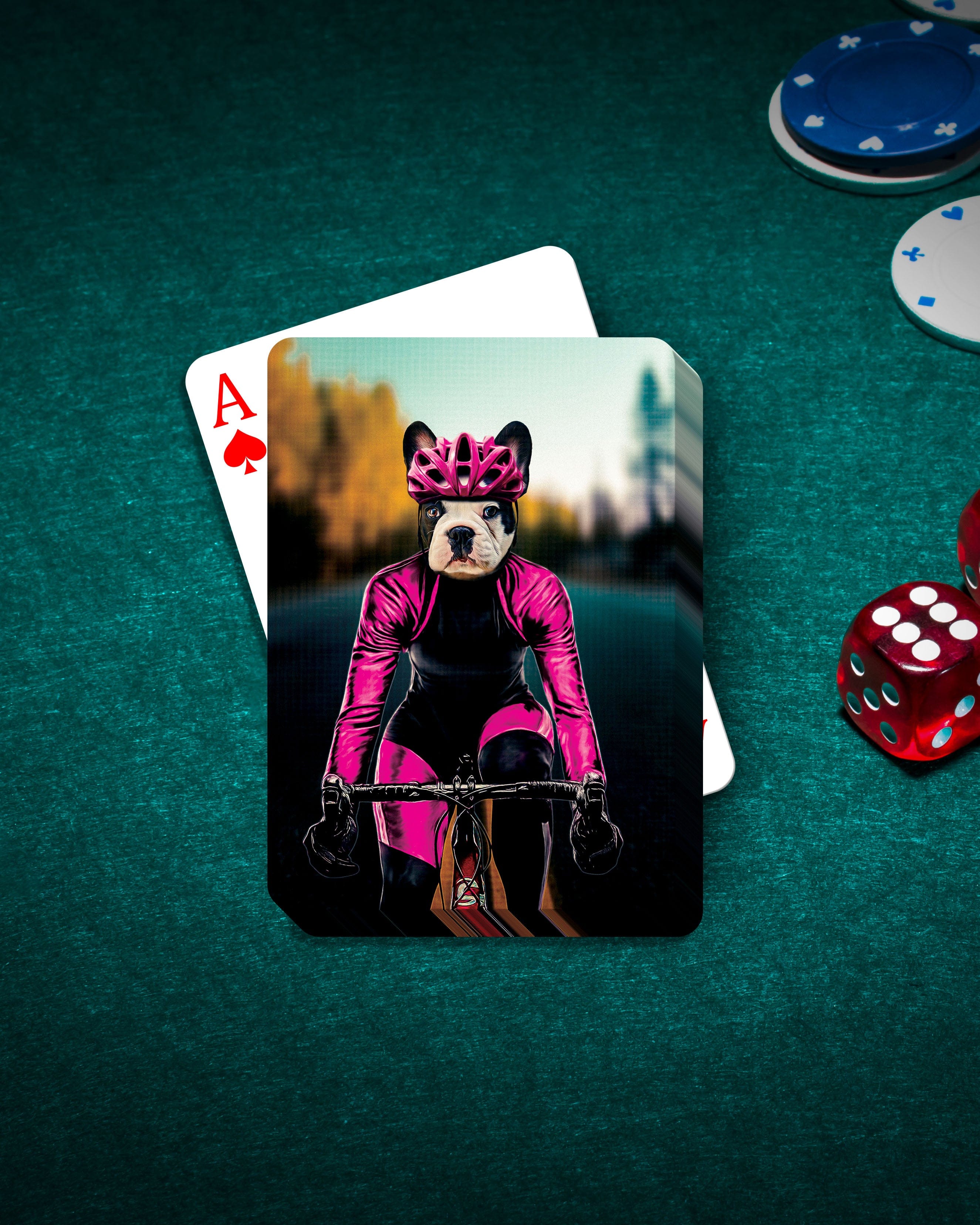 &#39;The Female Cyclist&#39; Personalized Pet Playing Cards