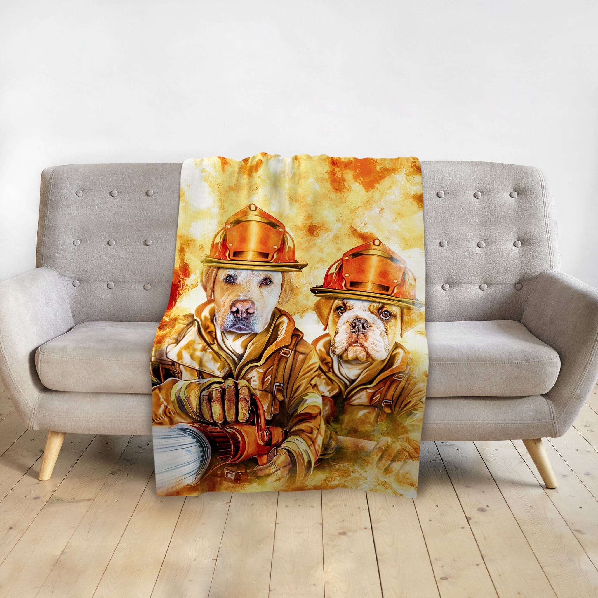 &#39;The Firefighters&#39; Personalized 2 Pet Blanket