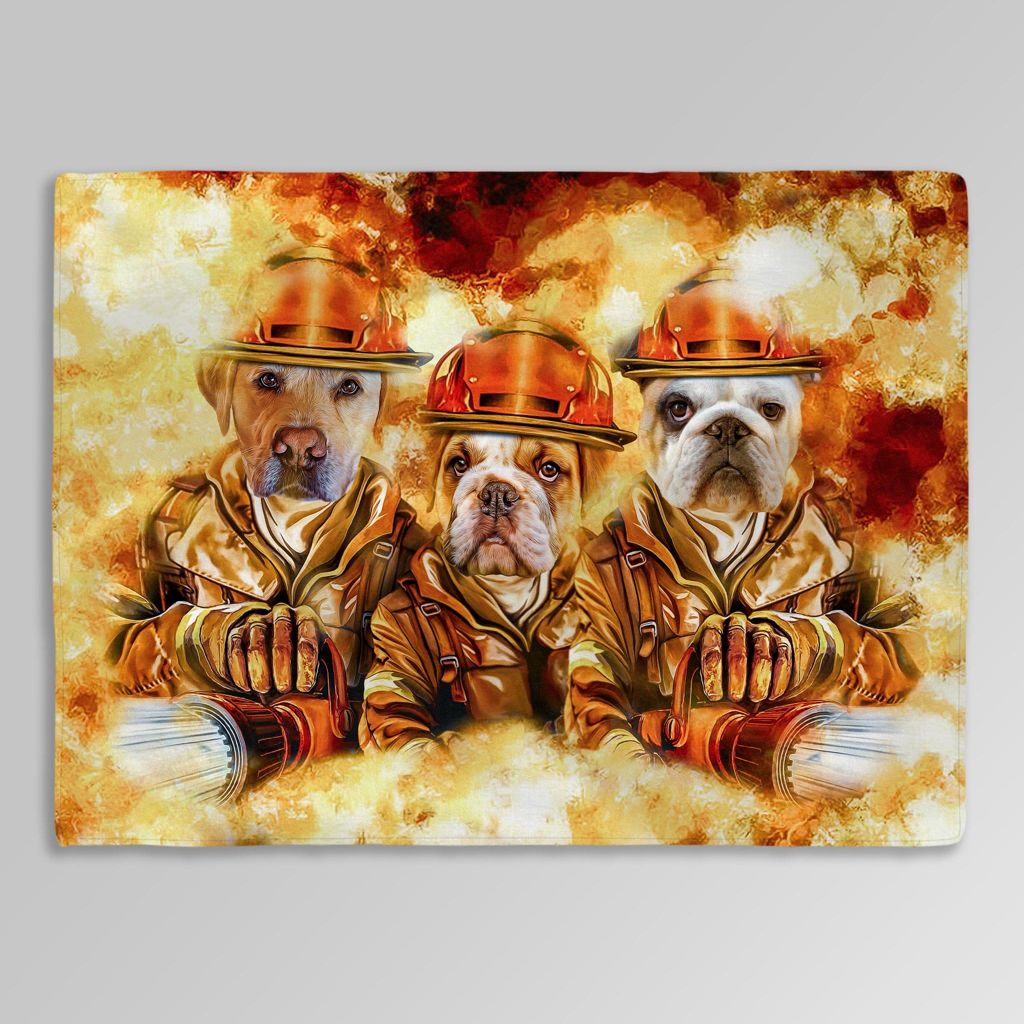 &#39;The Firefighters&#39; Personalized 3 Pet Blanket