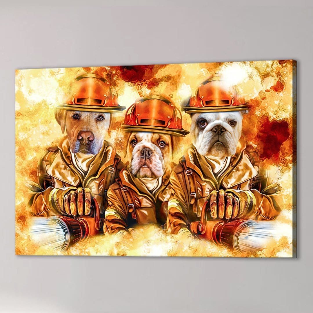 &#39;The Firefighters&#39; Personalized 3 Pet Canvas