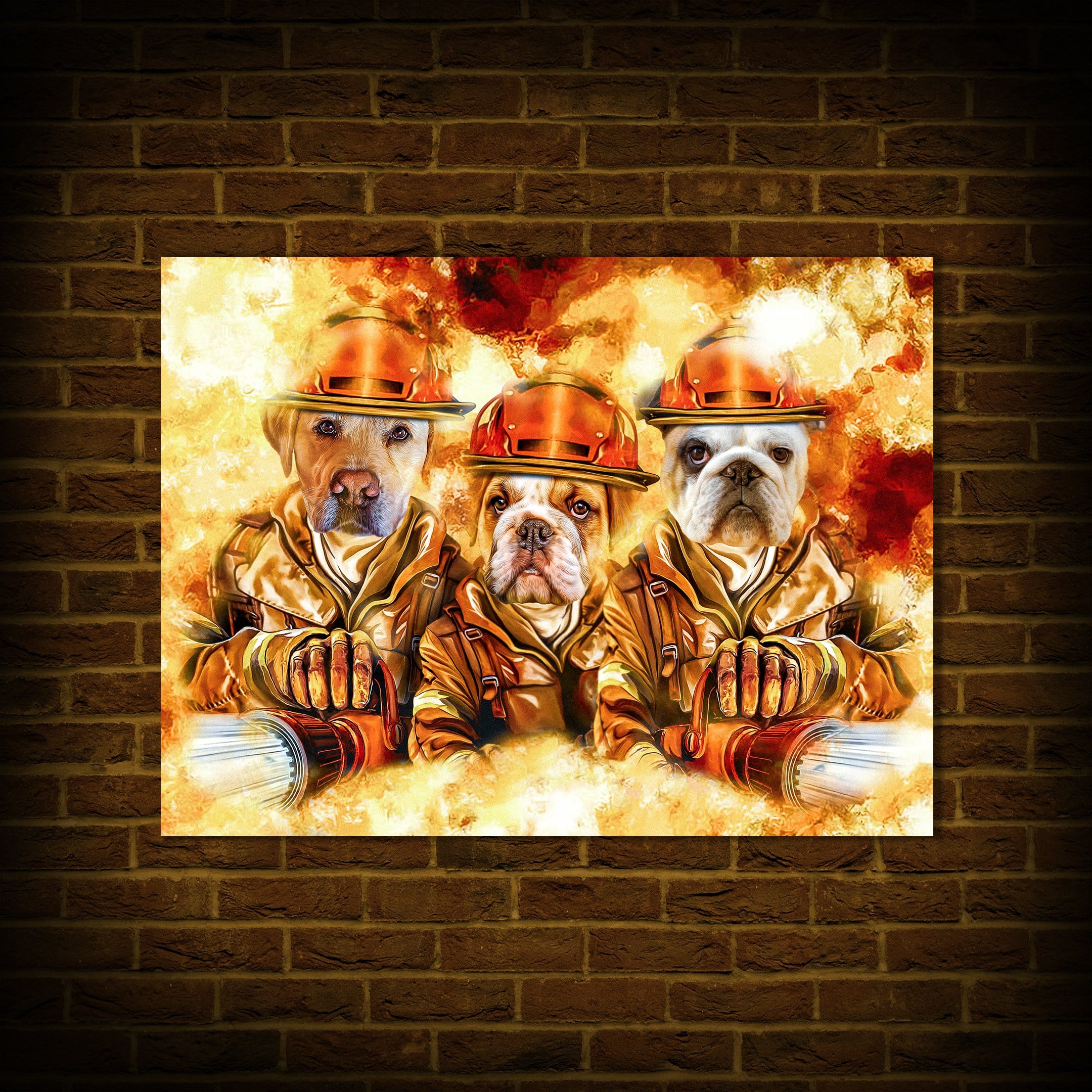 &#39;The Firefighters&#39; Personalized 3 Pet Poster