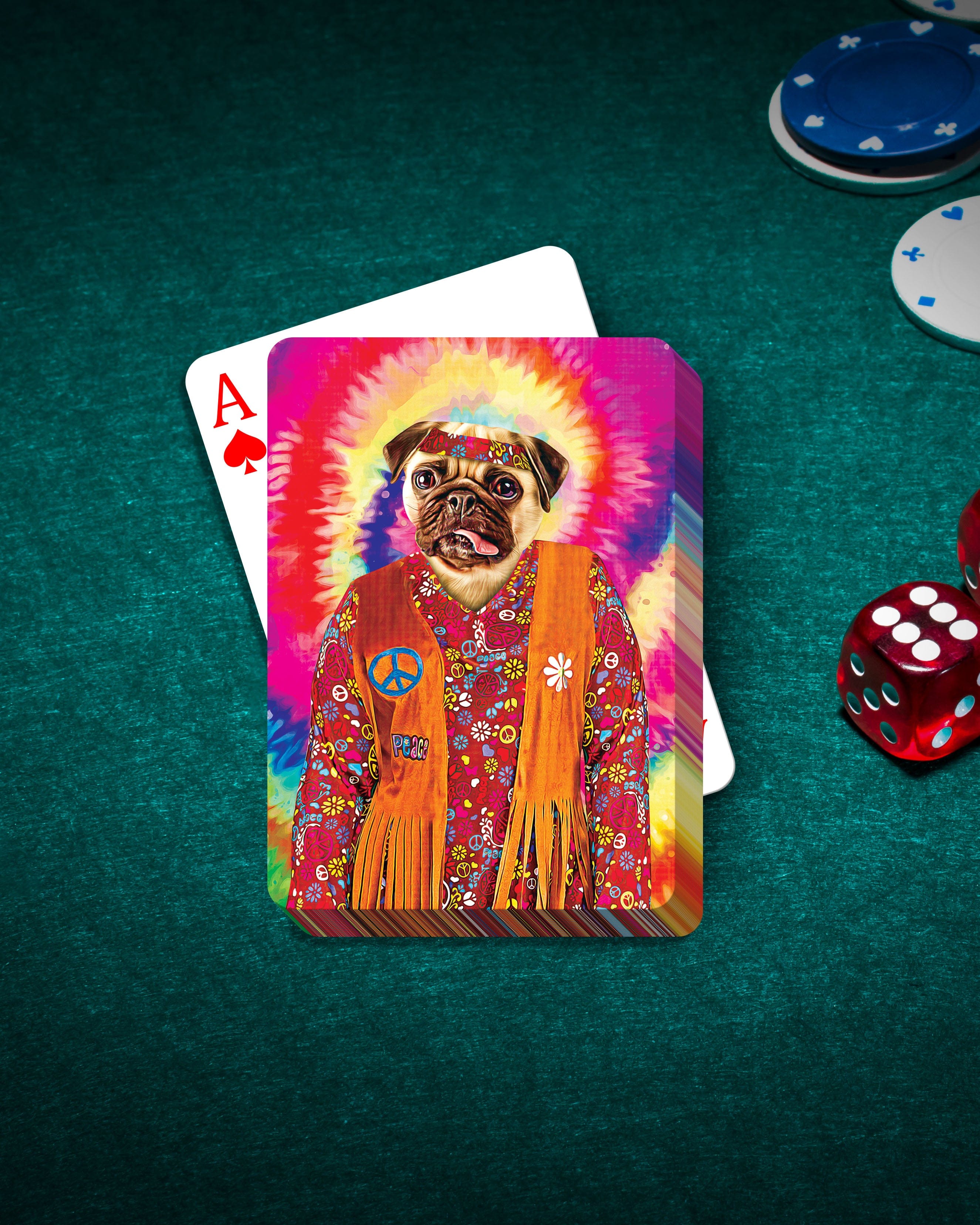 &#39;The Hippie (Female)&#39; Personalized Pet Playing Cards