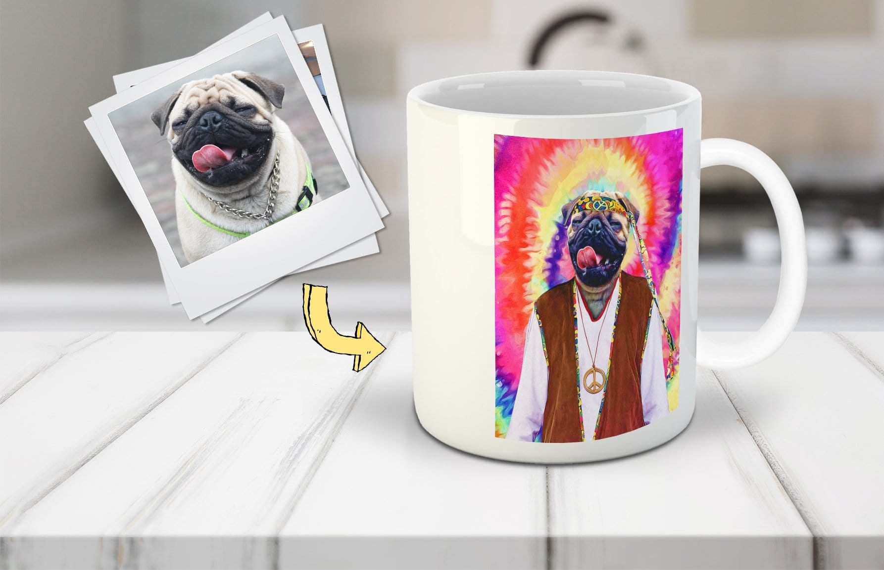 &#39;The Hippie (Male)&#39; Personalized Pet Mug