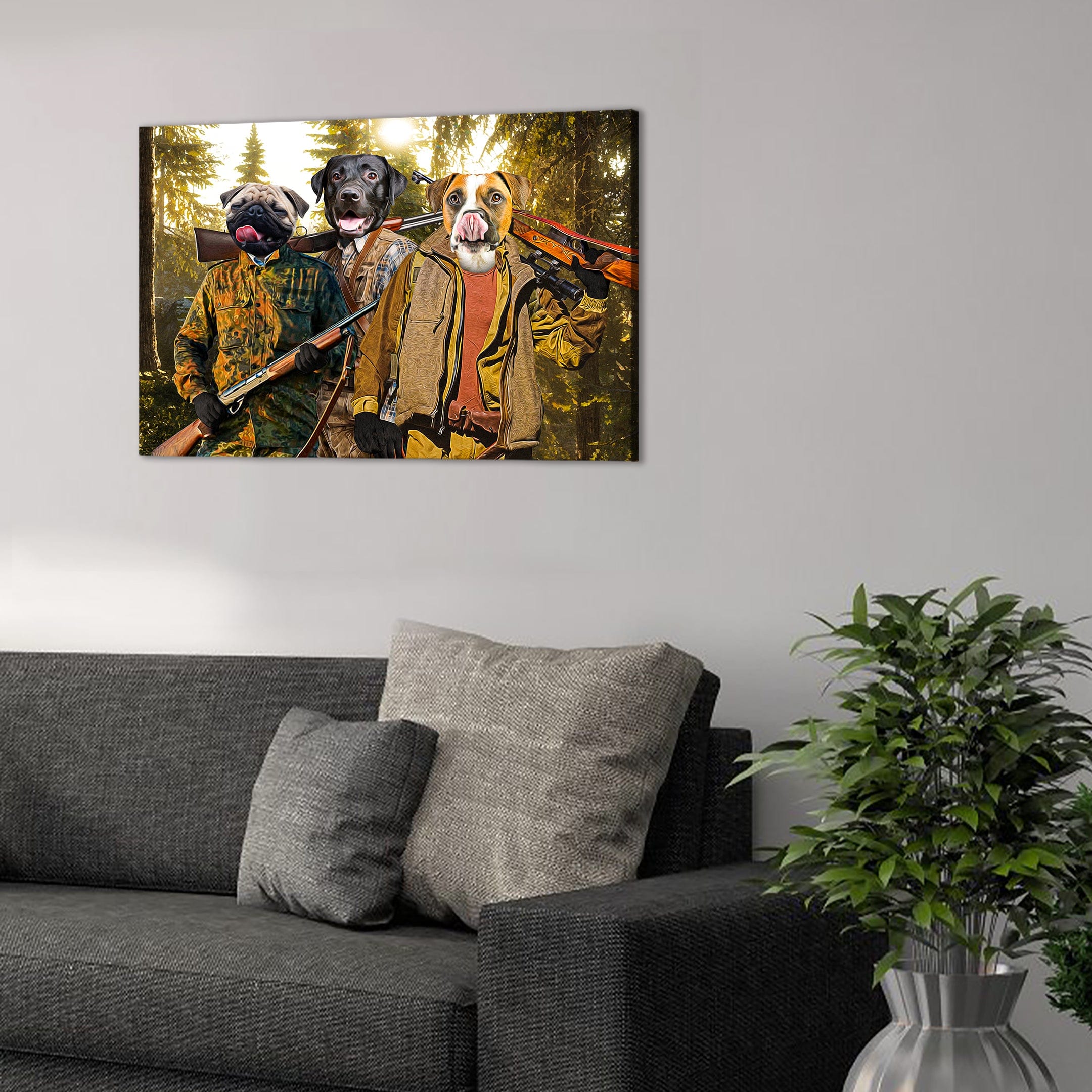&#39;The Hunters&#39; Personalized 3 Pet Canvas