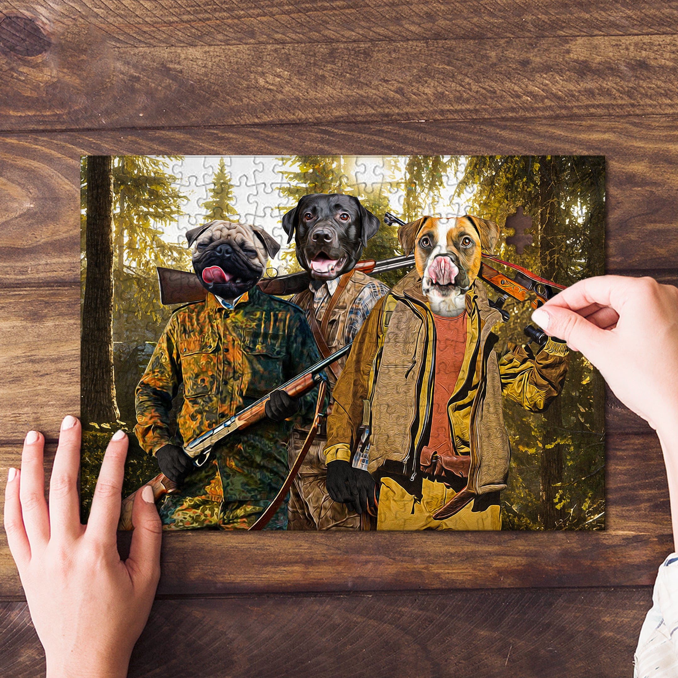 &#39;The Hunters&#39; Personalized 3 Pet Puzzle