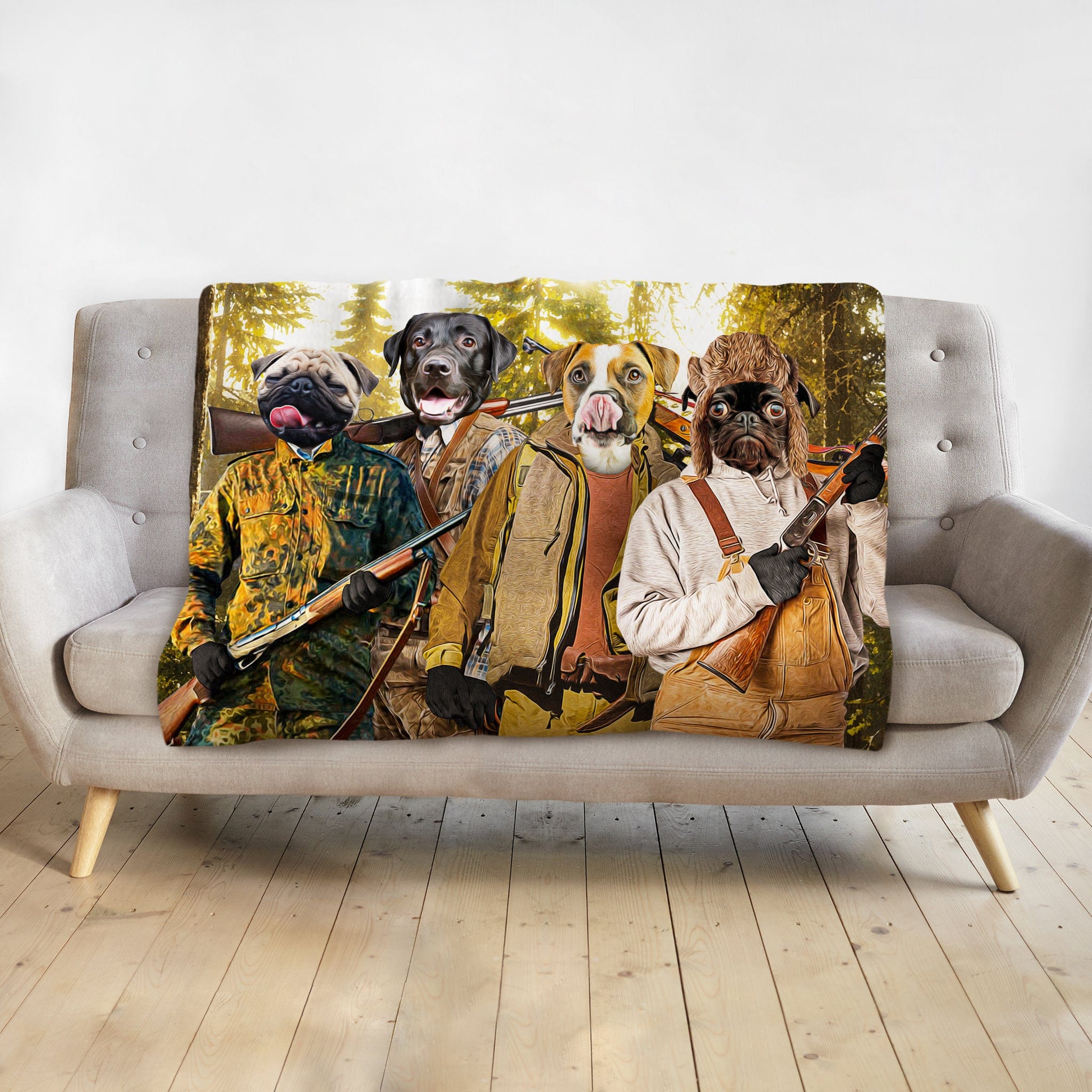&#39;The Hunters&#39; Personalized 4 Pet Blanket