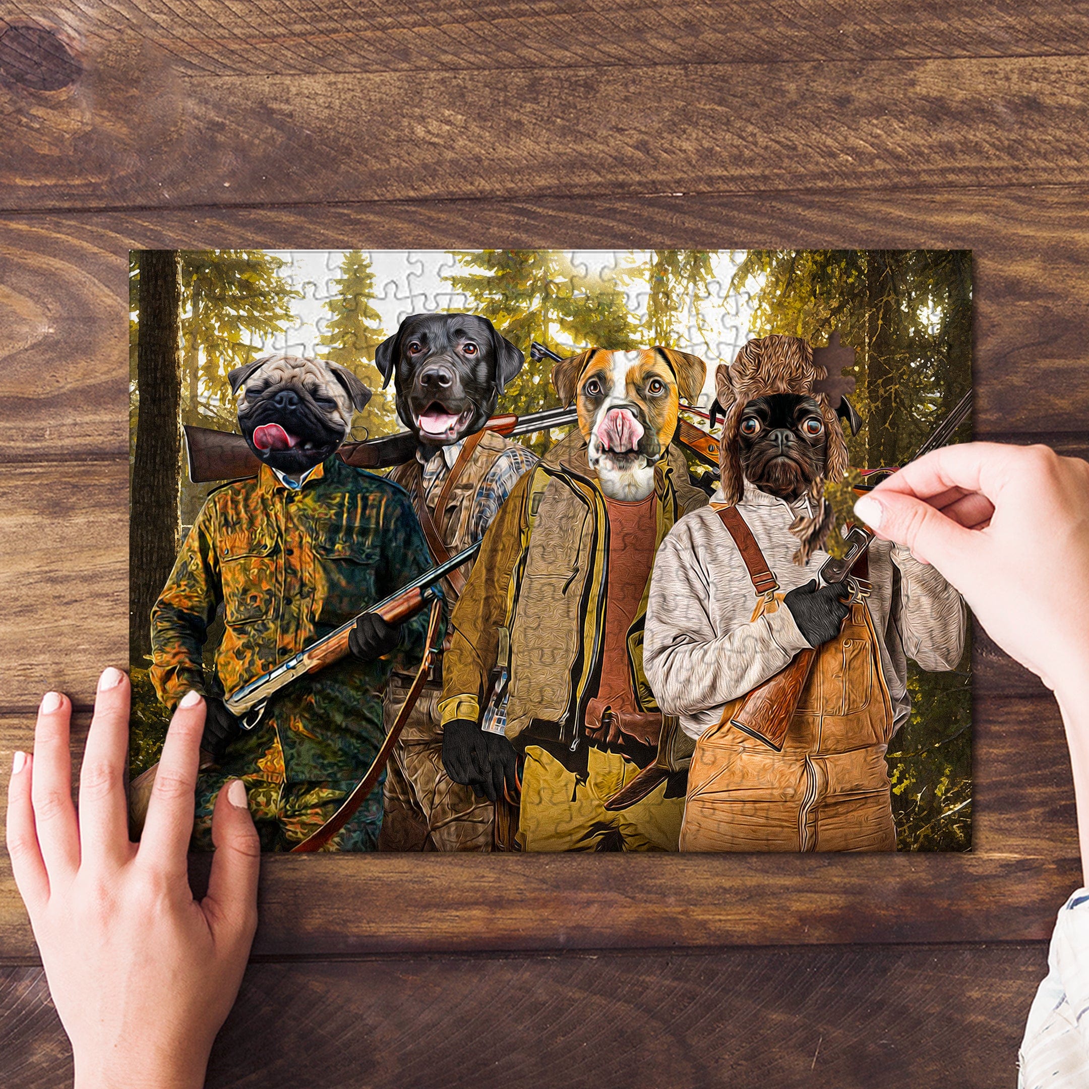 &#39;The Hunters&#39; Personalized 4 Pet Puzzle