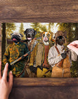 Puzzle personalizado de 4 mascotas 'Los Cazadores'
