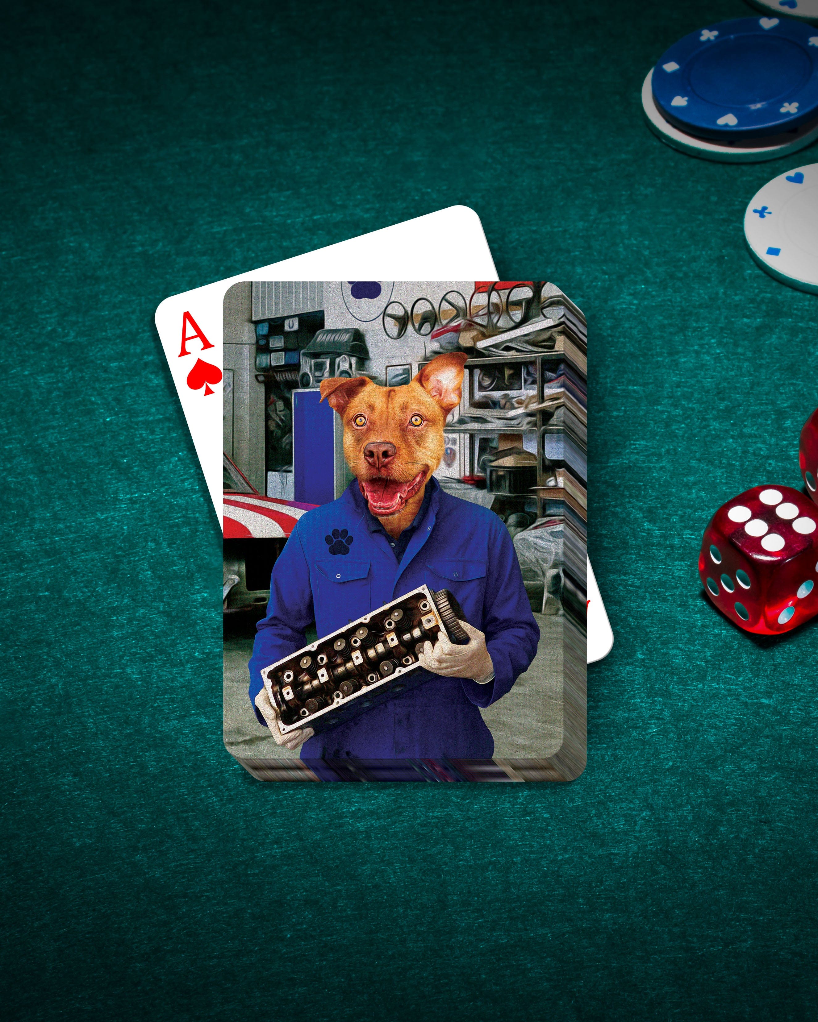 &#39;The Mechanic&#39; Personalized Pet Playing Cards