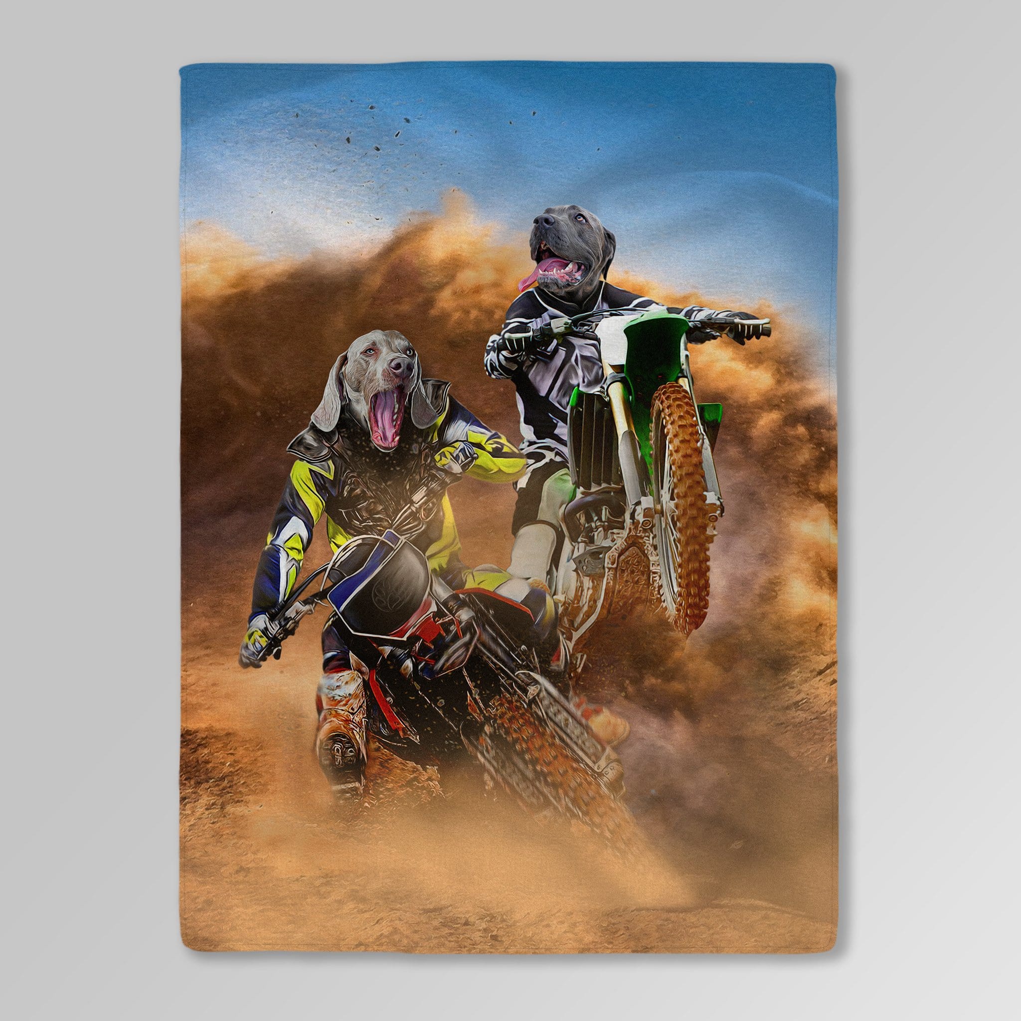 &#39;The Motocross Riders&#39; Personalized 2 Pet Blanket