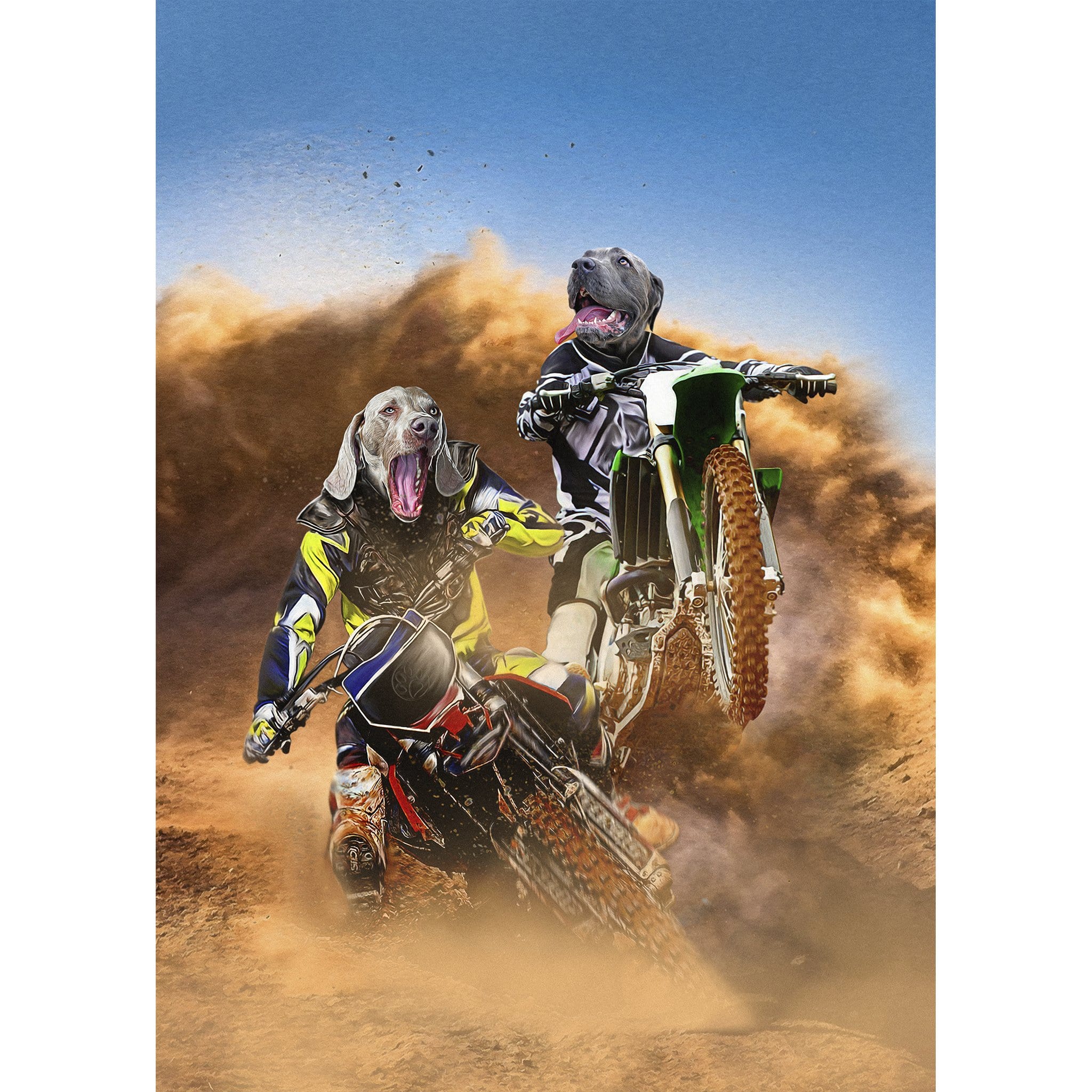 &#39;The Motocross Rider&#39; 2 Pet Digital Portrait