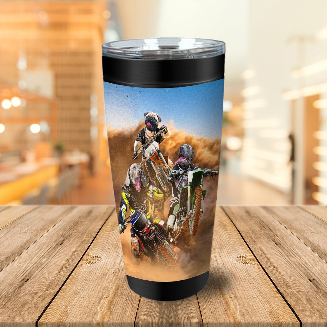 Vaso personalizado para 3 mascotas &#39;The Motocross Riders&#39;