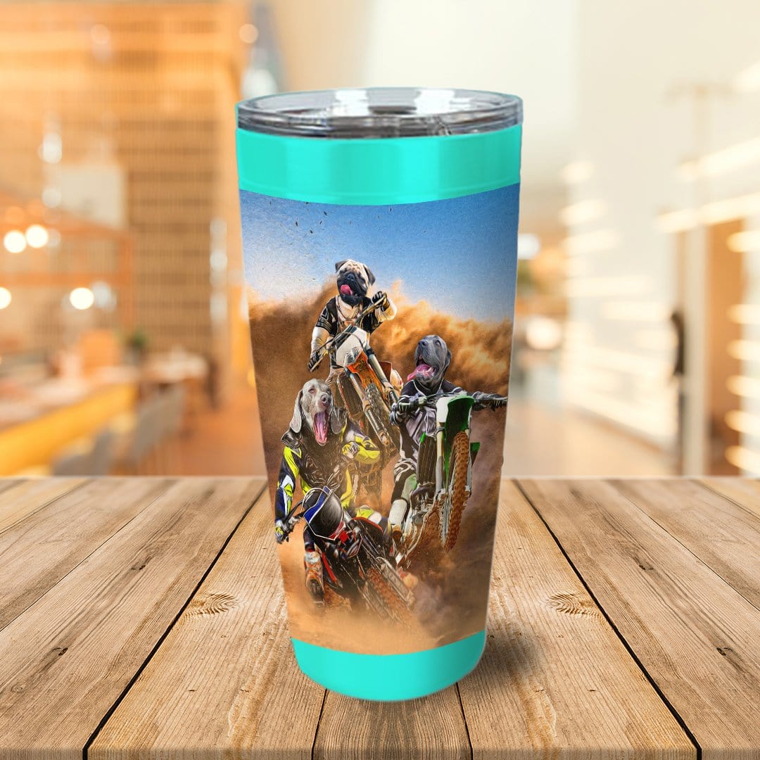 Vaso personalizado para 3 mascotas &#39;The Motocross Riders&#39;