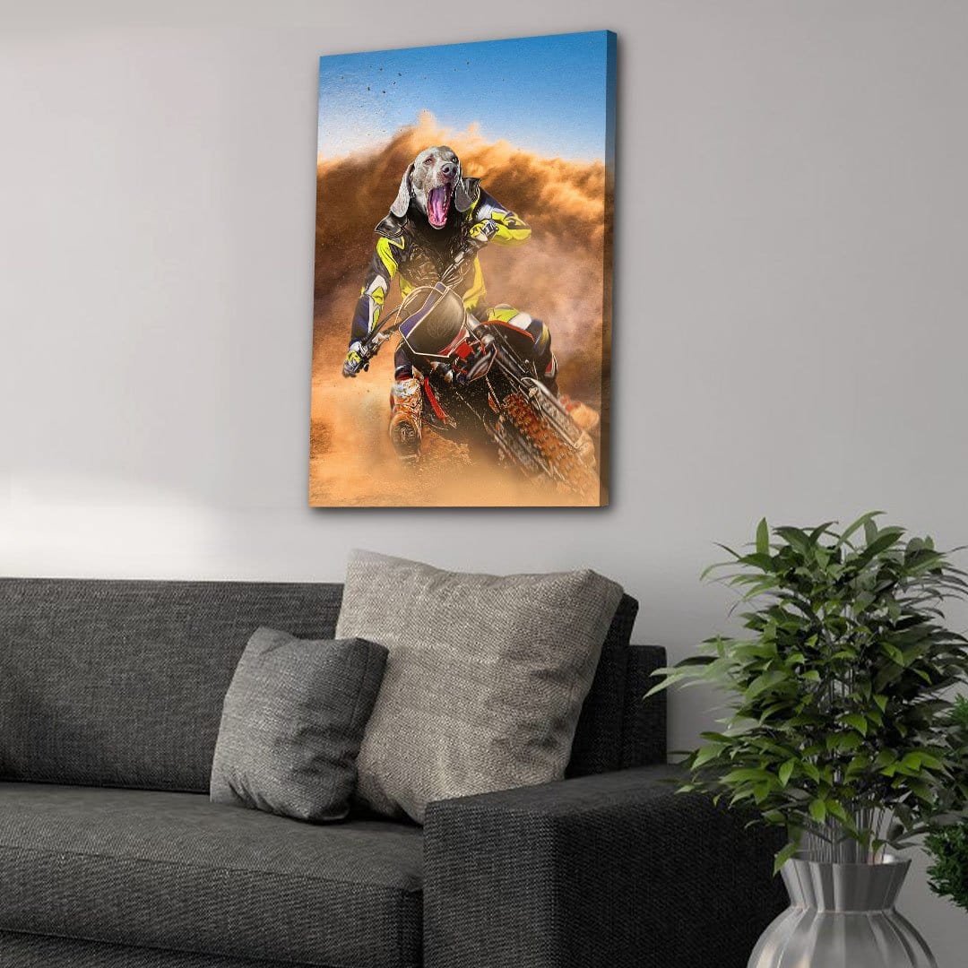 &#39;The Motocross Rider&#39; Personalized Pet Canvas
