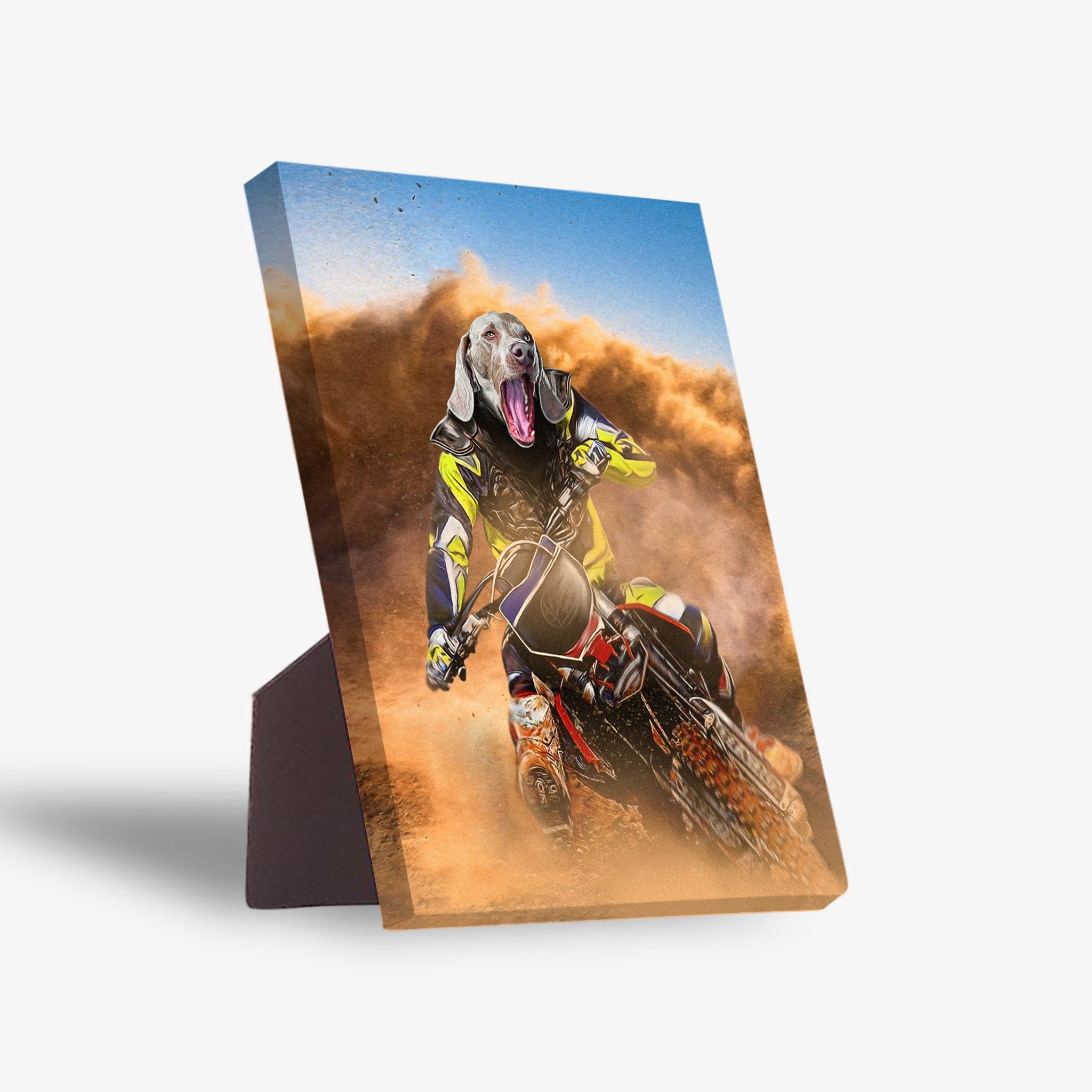 &#39;The Motocross Rider&#39; Personalized Pet Standing Canvas