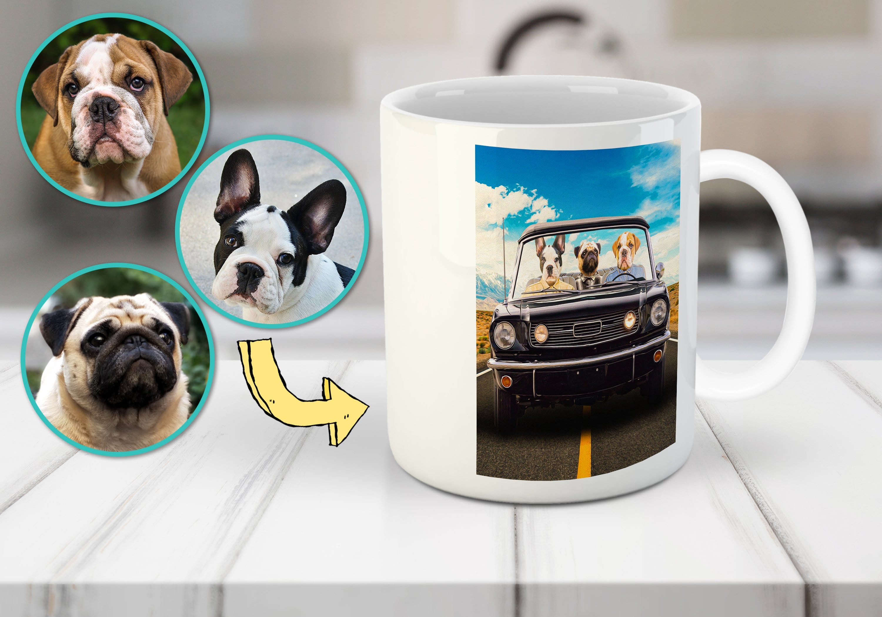 &#39;The Classic Woofstang&#39; Personalized 3 Pet Mug