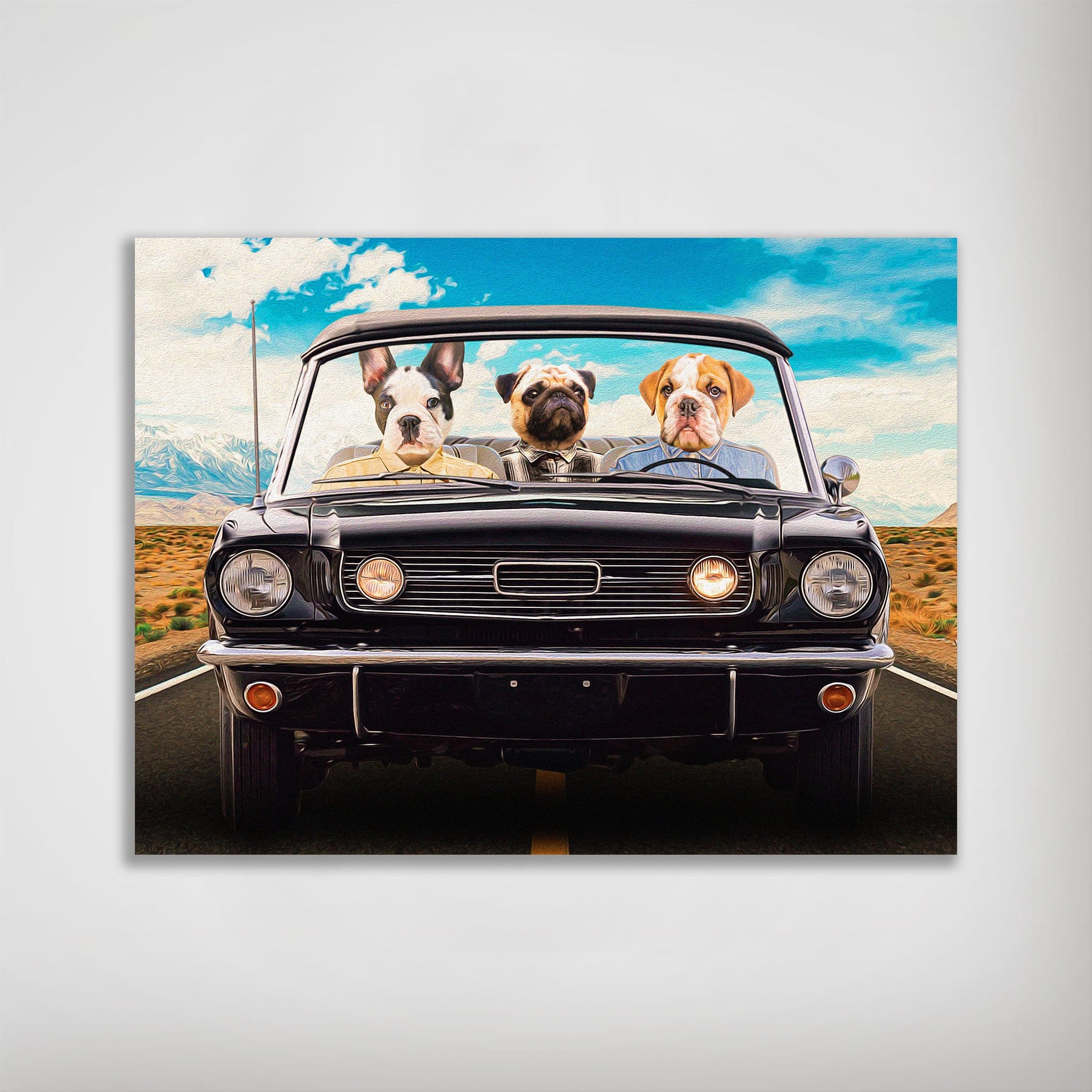 Póster personalizado con 3 mascotas &#39;The Classic Woofstang&#39;