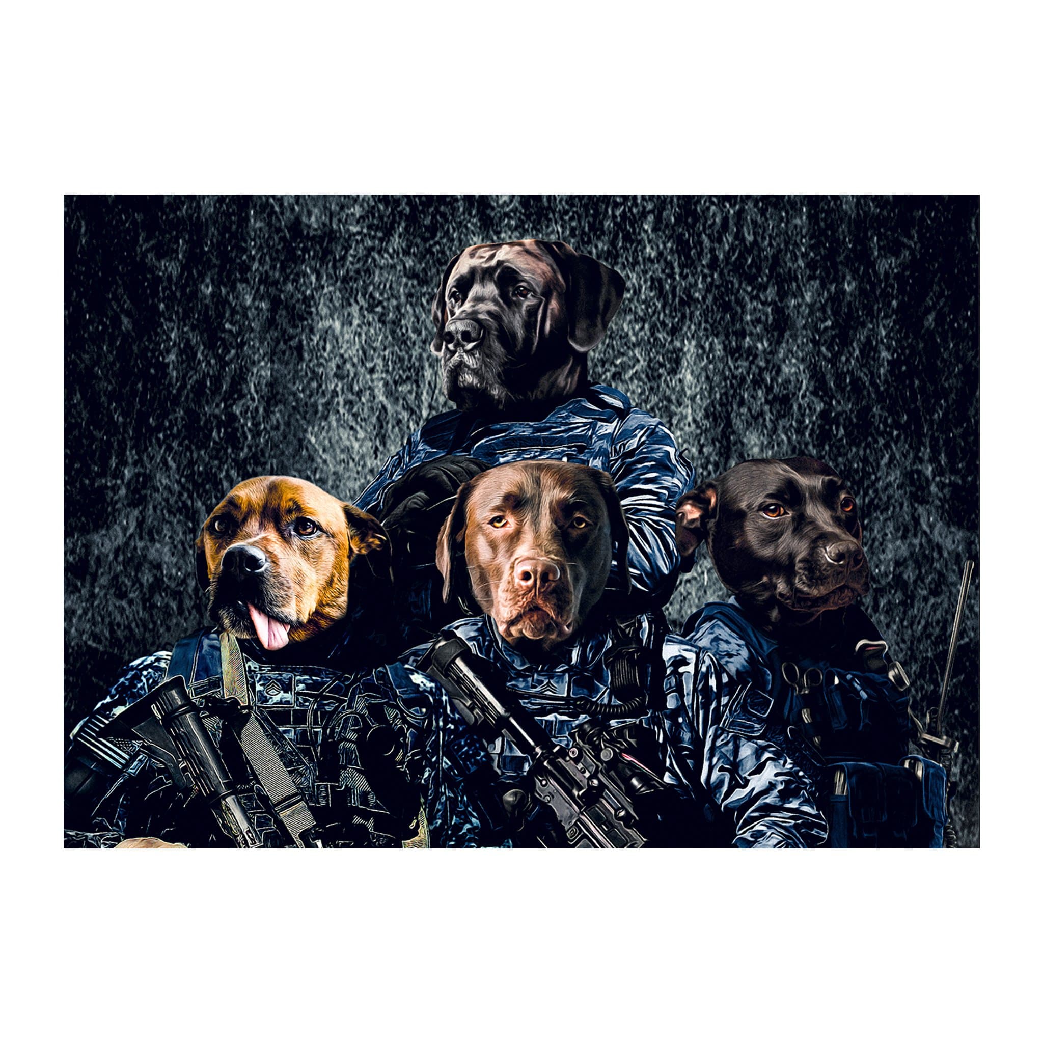 Retrato digital personalizado de 4 mascotas &#39;The Navy Veterans&#39;