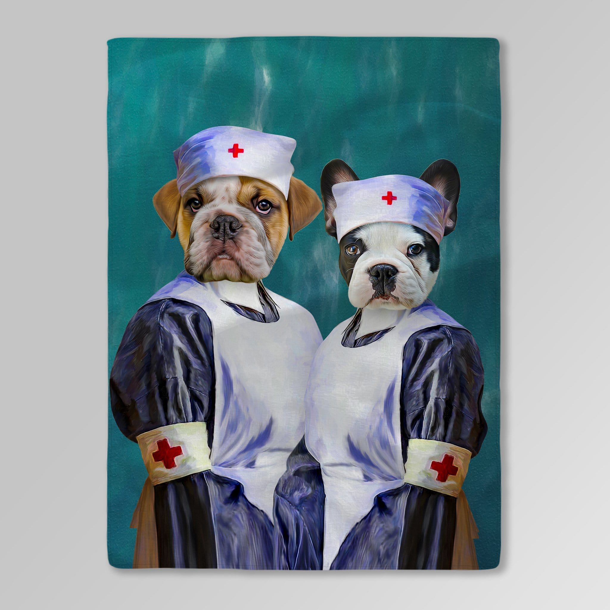Manta personalizada para 2 mascotas &#39;Las Enfermeras&#39; 