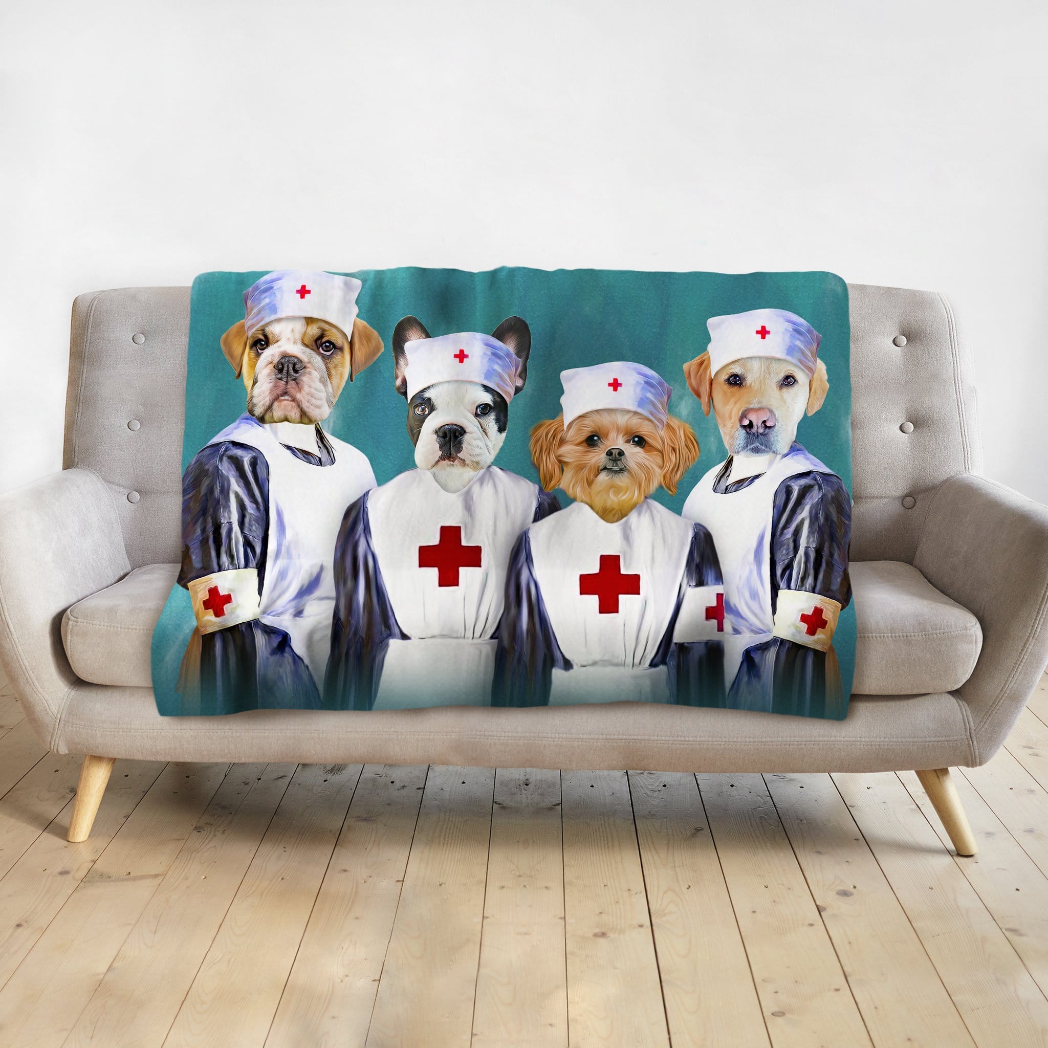 Manta personalizada para 4 mascotas &#39;Las Enfermeras&#39; 