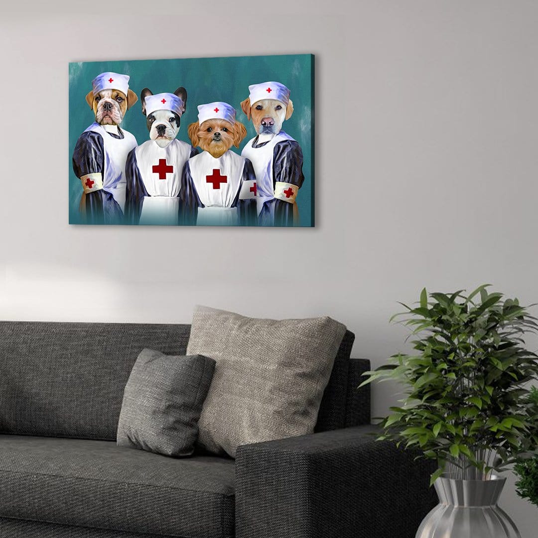 &#39;The Nurses&#39; Personalized 4 Pet Canvas