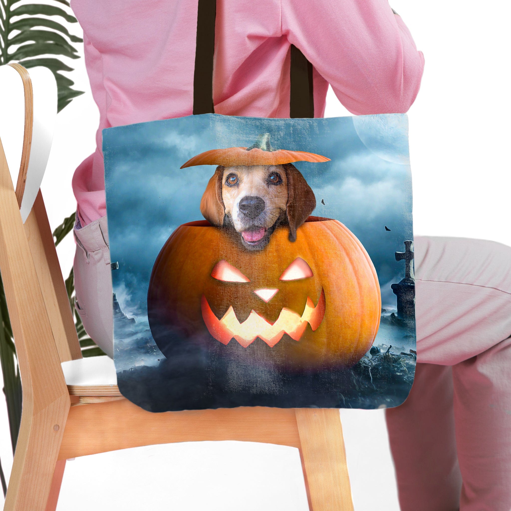&#39;The Pawmpkin&#39; Personalized Tote Bag