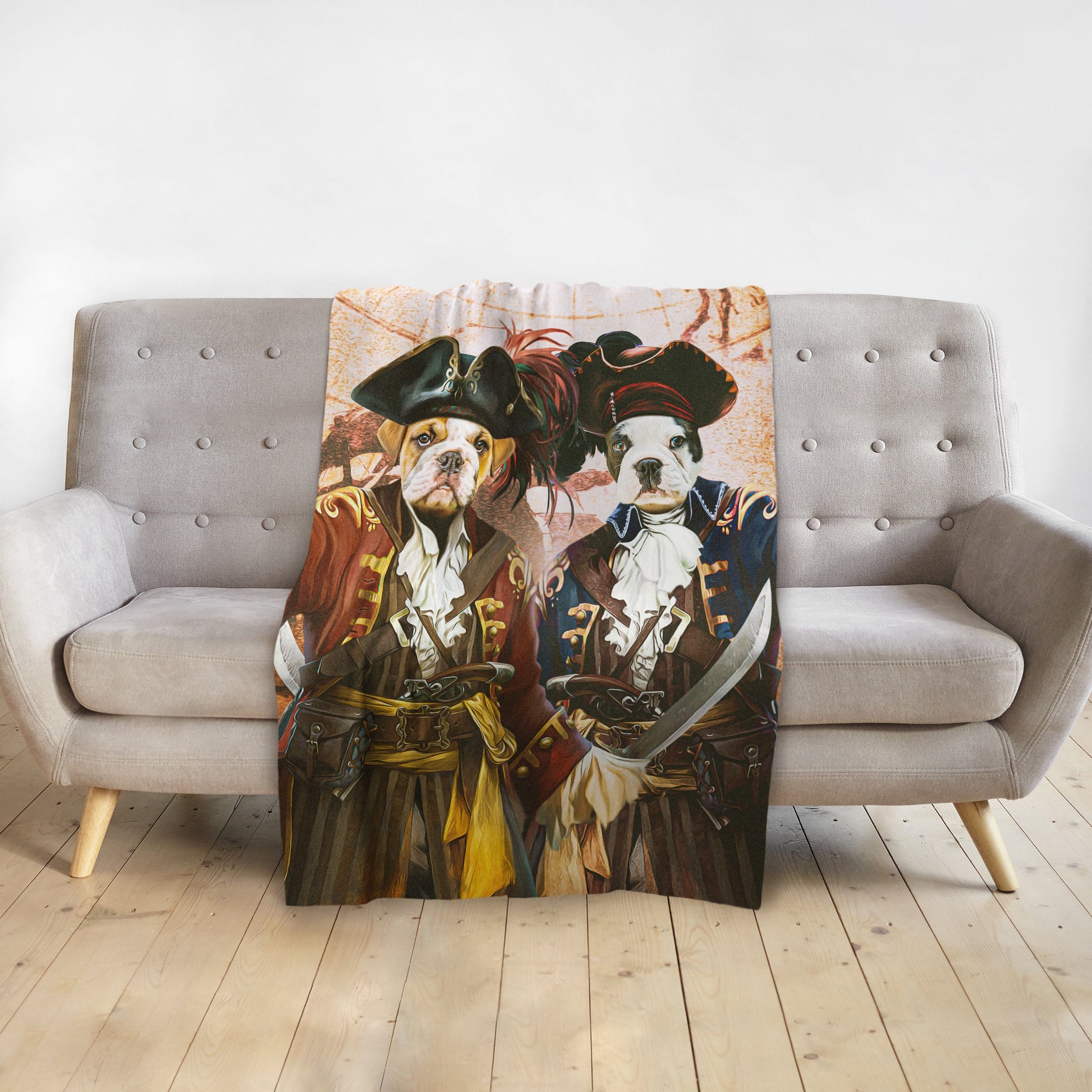 &#39;The Pirates&#39; Personalized 2 Pet Blanket