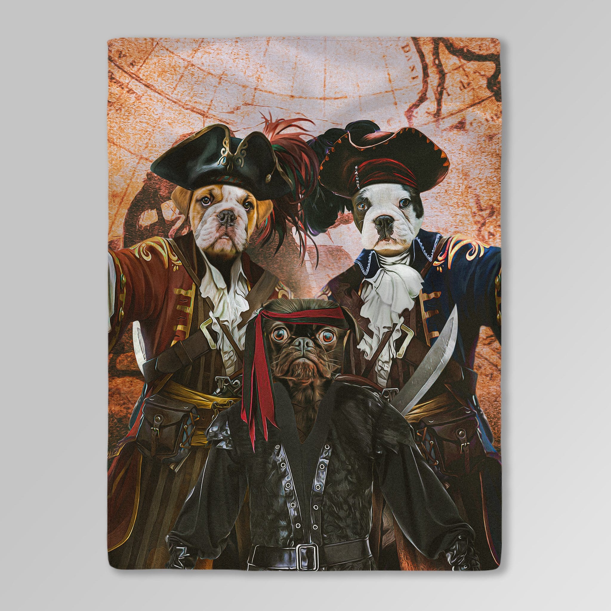 &#39;The Pirates&#39; Personalized 3 Pet Blanket