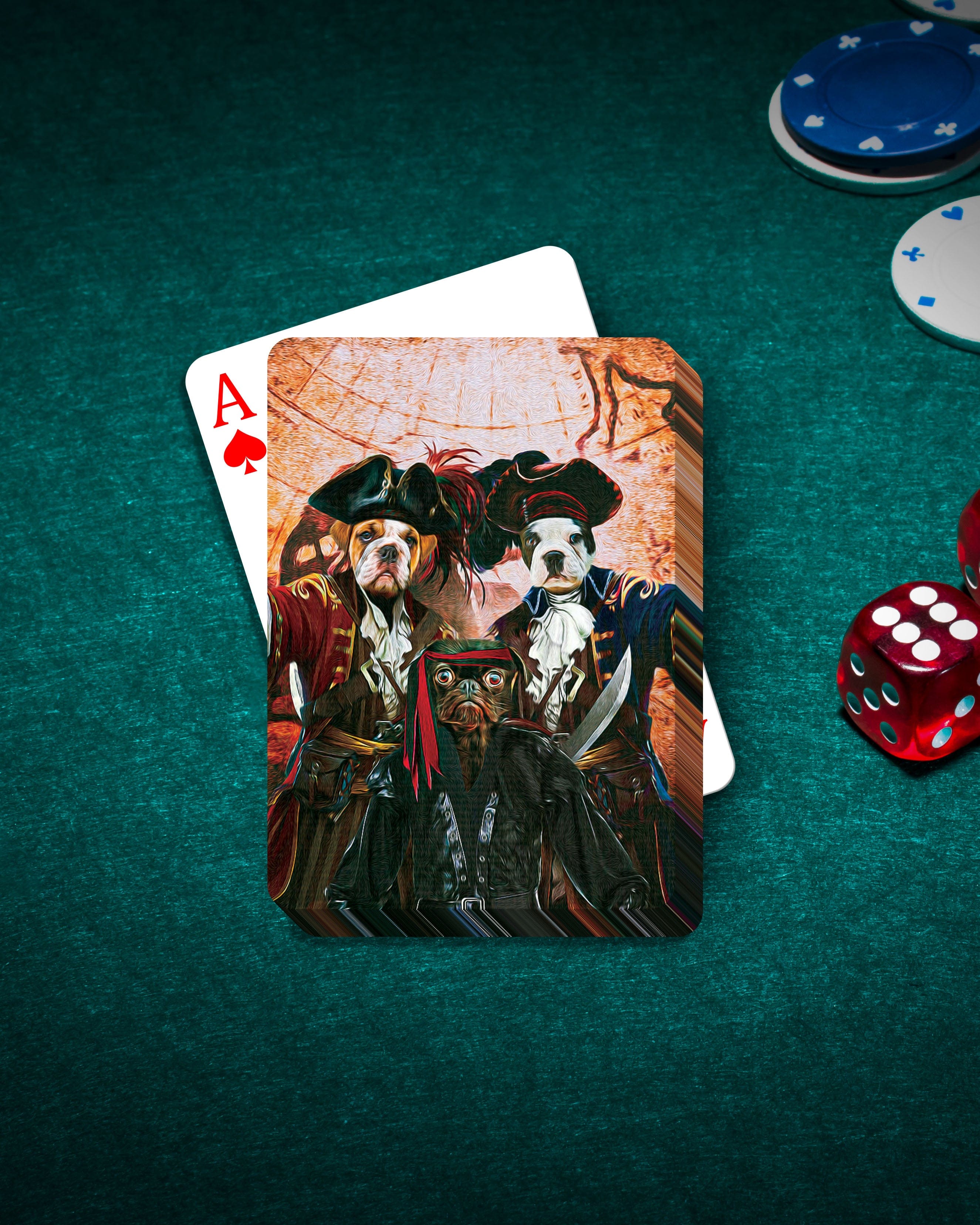 &#39;The Pirates&#39; Personalized 3 Pet Playing Cards