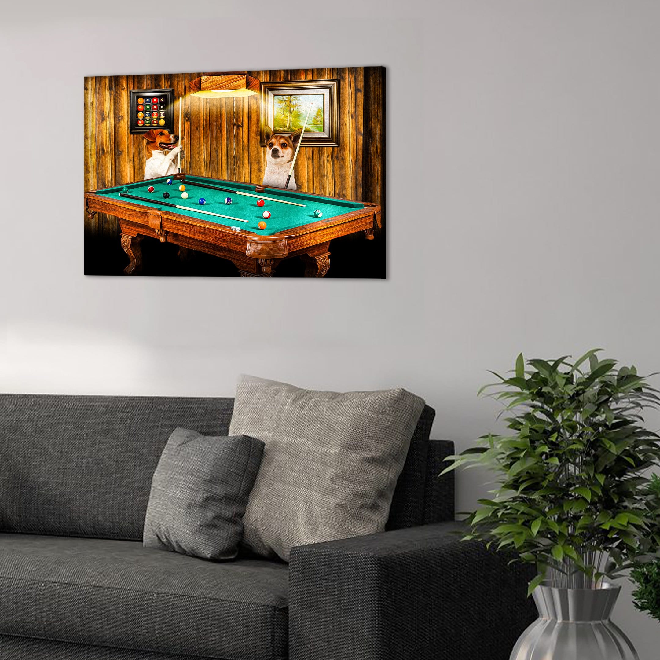 &#39;The Pool Players&#39; Personalized 2 Pet Canvas