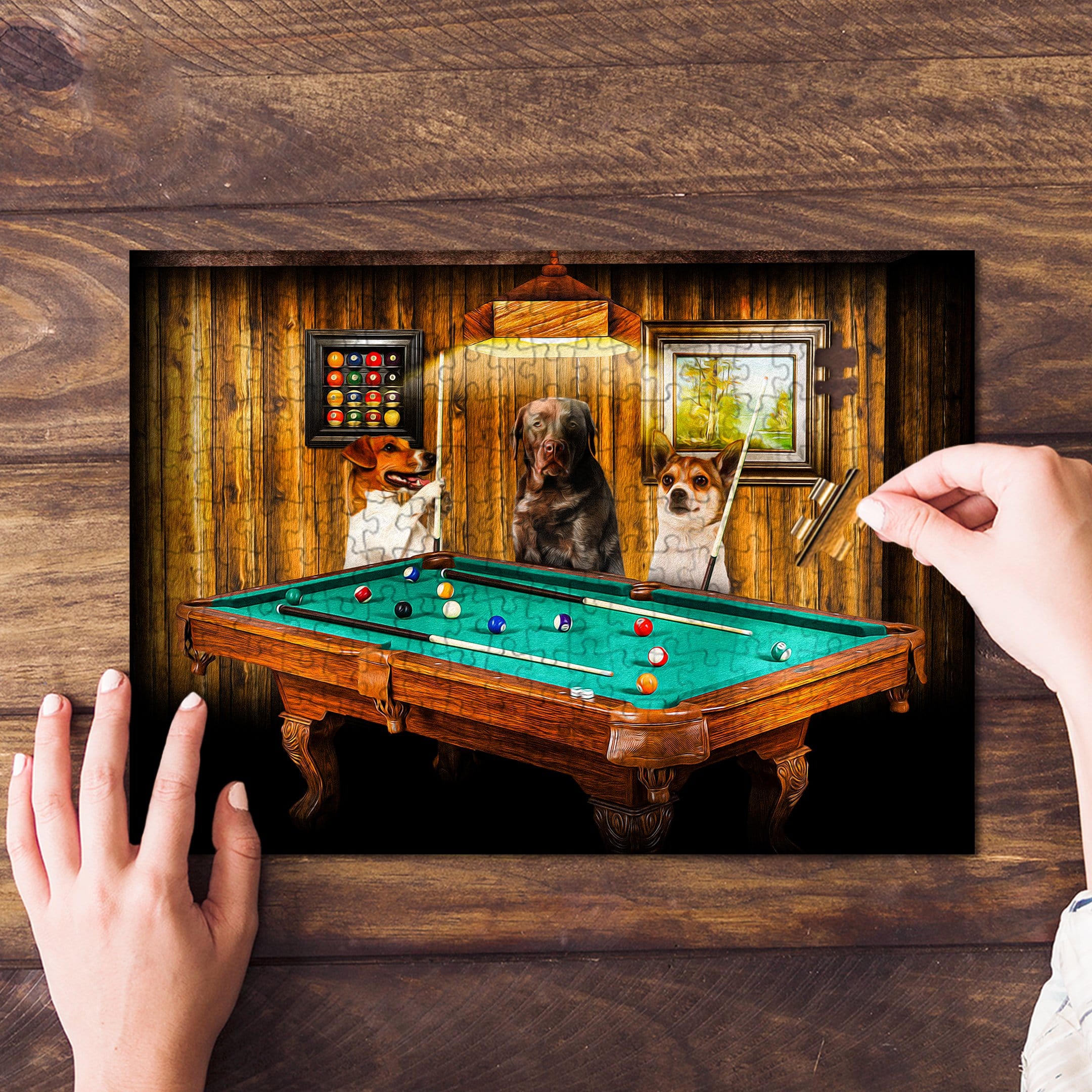 &#39;The Pool Players&#39; Personalized 3 Pet Puzzle