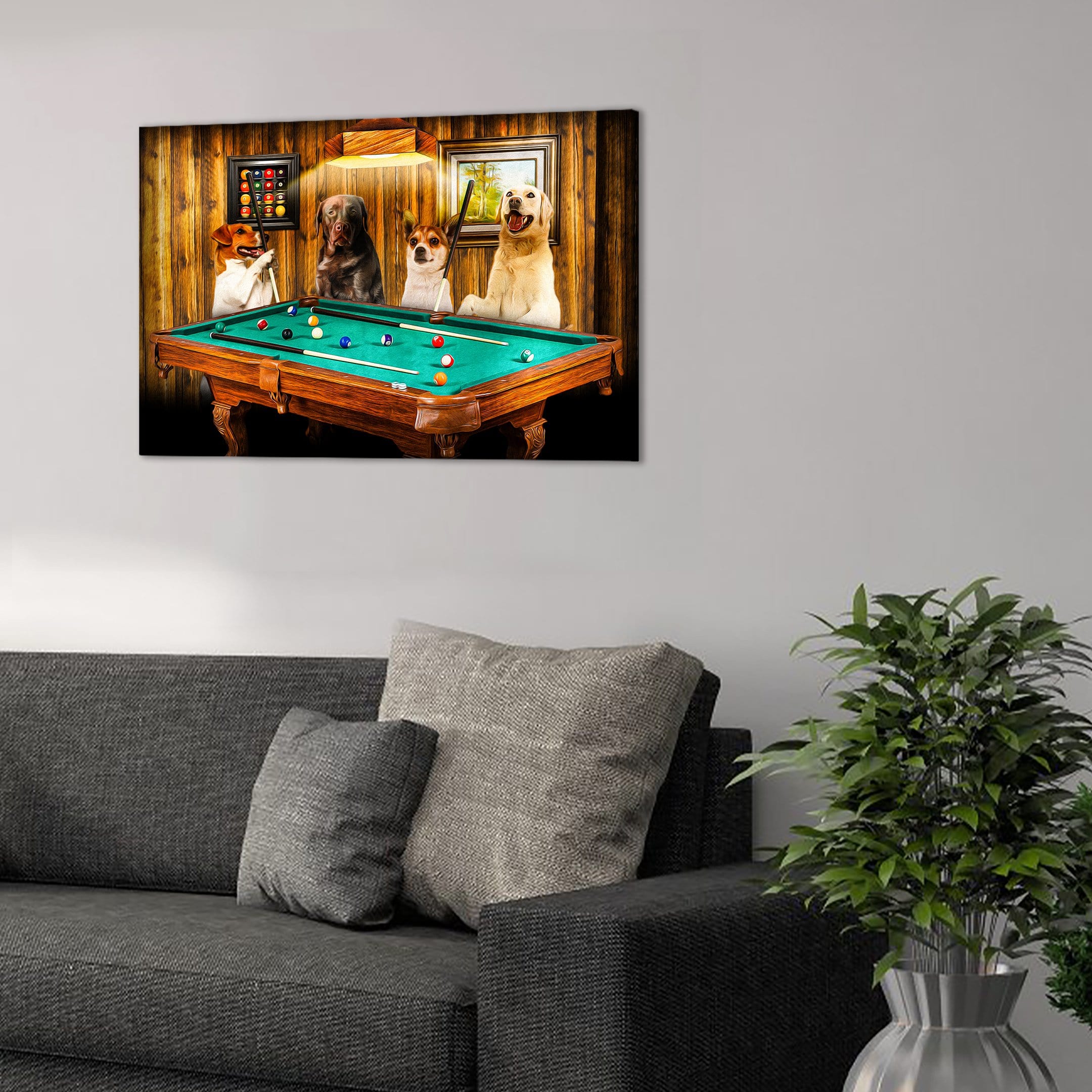 'The Pool Players' Personalized 4 Pet Canvas