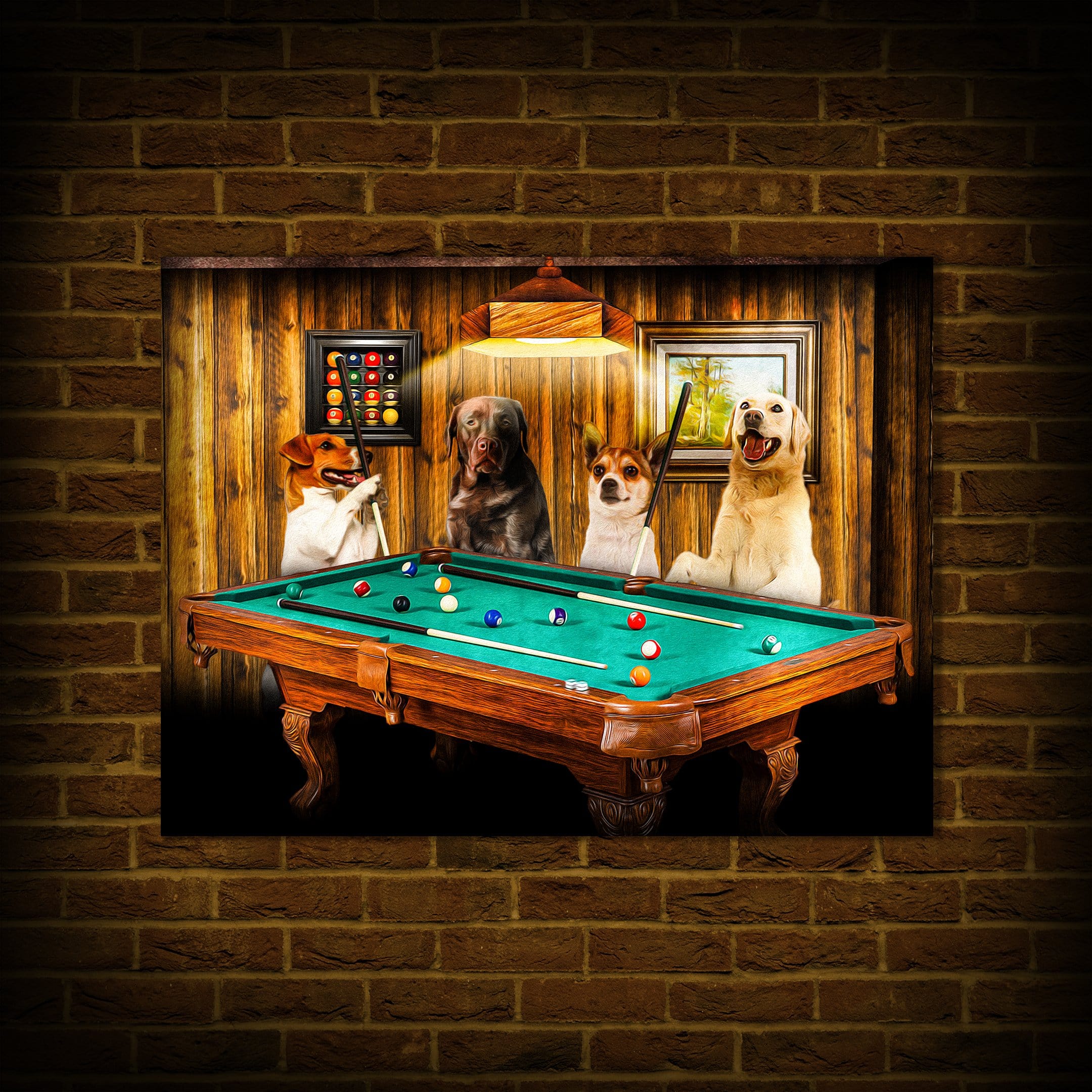 &#39;The Pool Players&#39; Personalized 4 Pet Poster