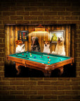 'The Pool Players' Personalized 4 Pet Poster