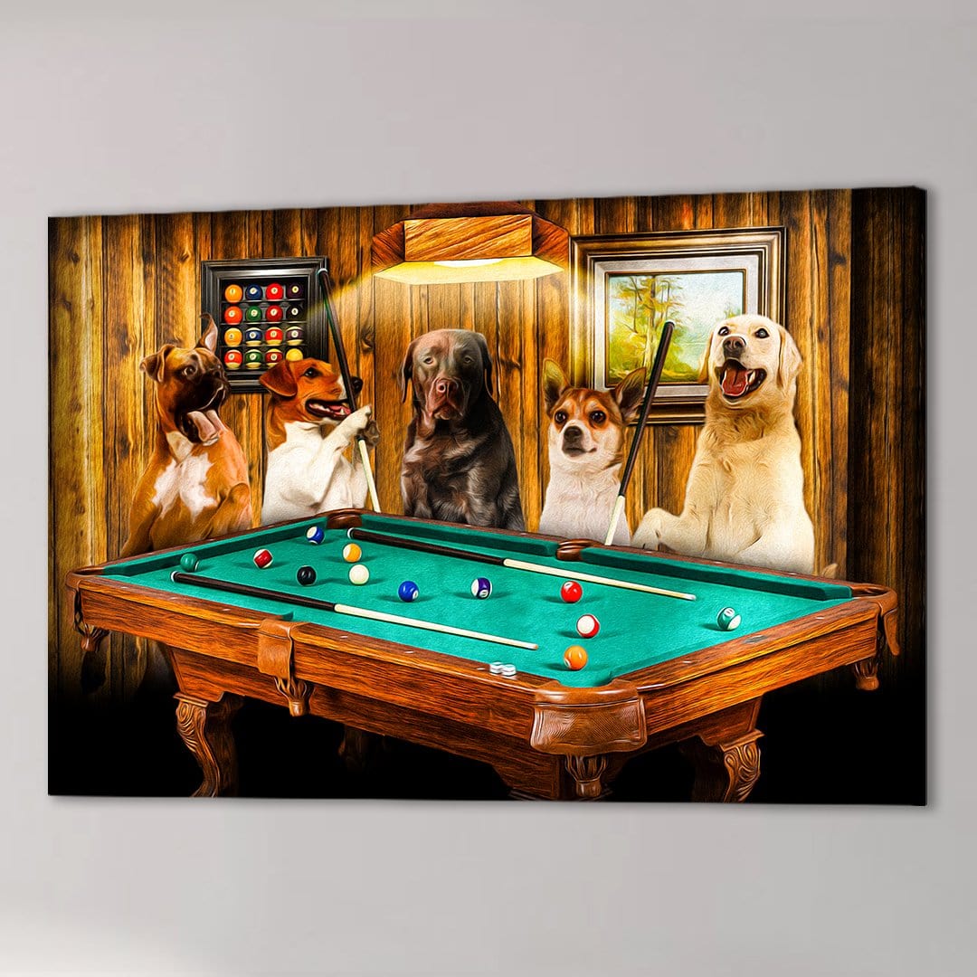 &#39;The Pool Players&#39; Personalized 5 Pet Canvas