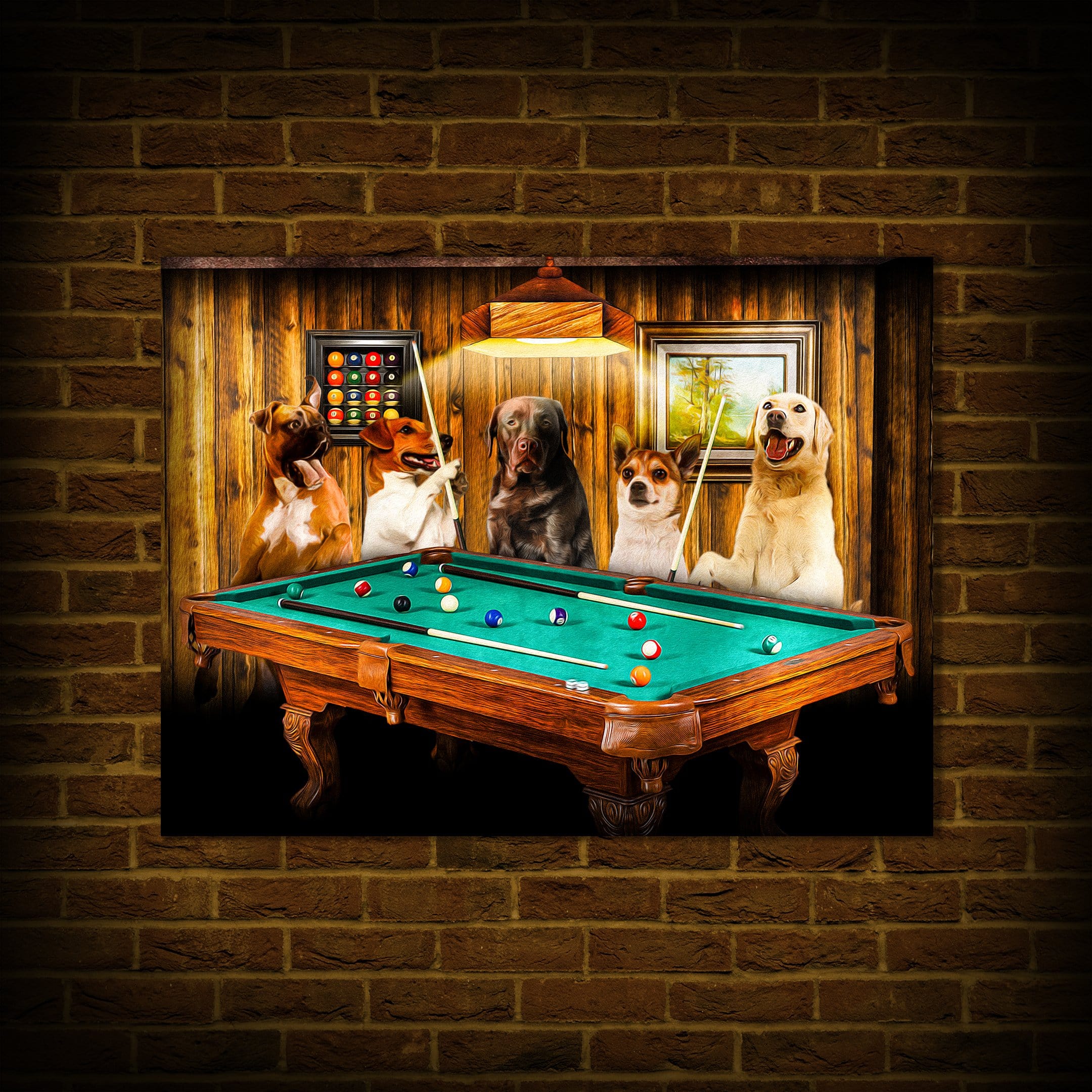 &#39;The Pool Players&#39; Personalized 5 Pet Poster