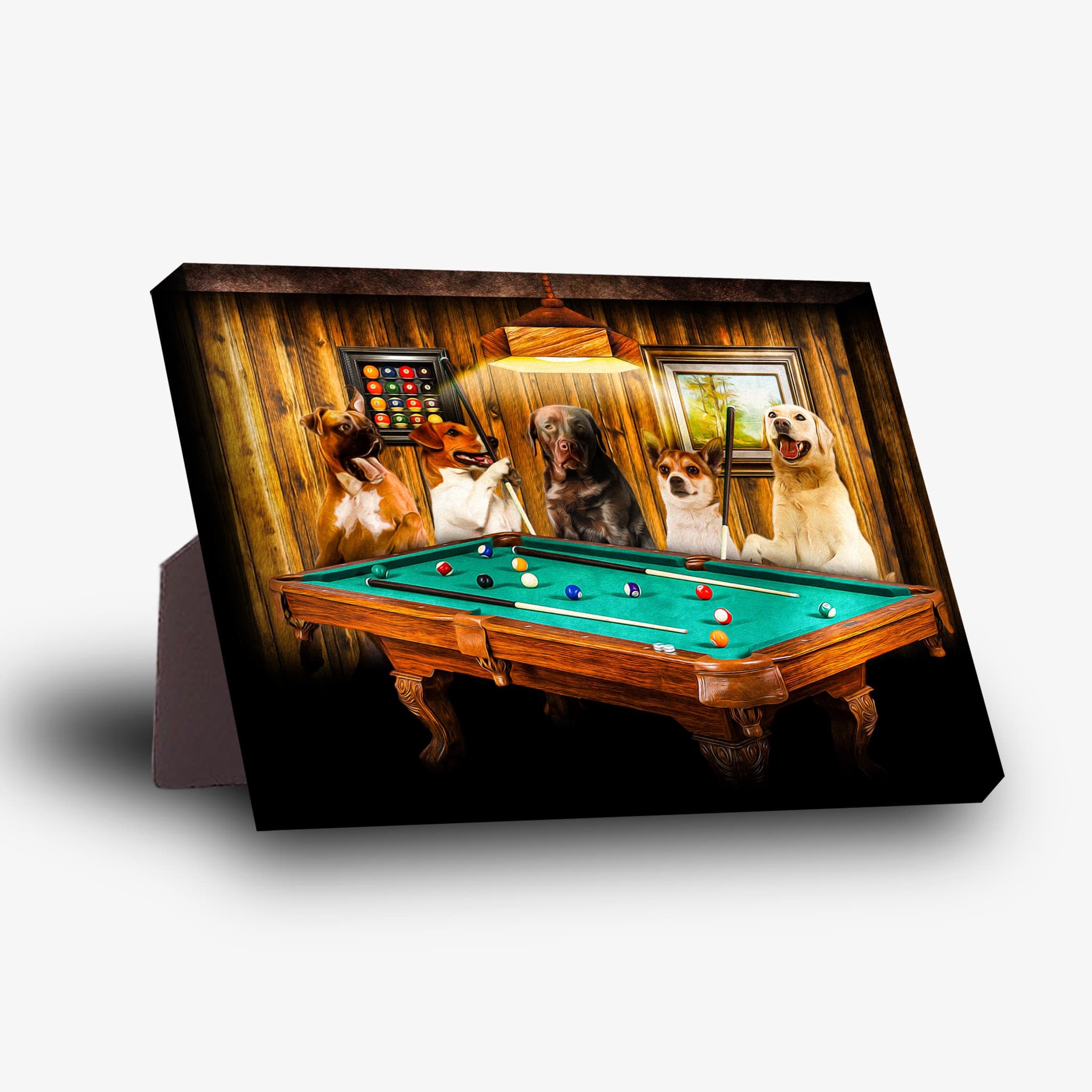 &#39;The Pool Players&#39; Personalized 5 Pet Standing Canvas
