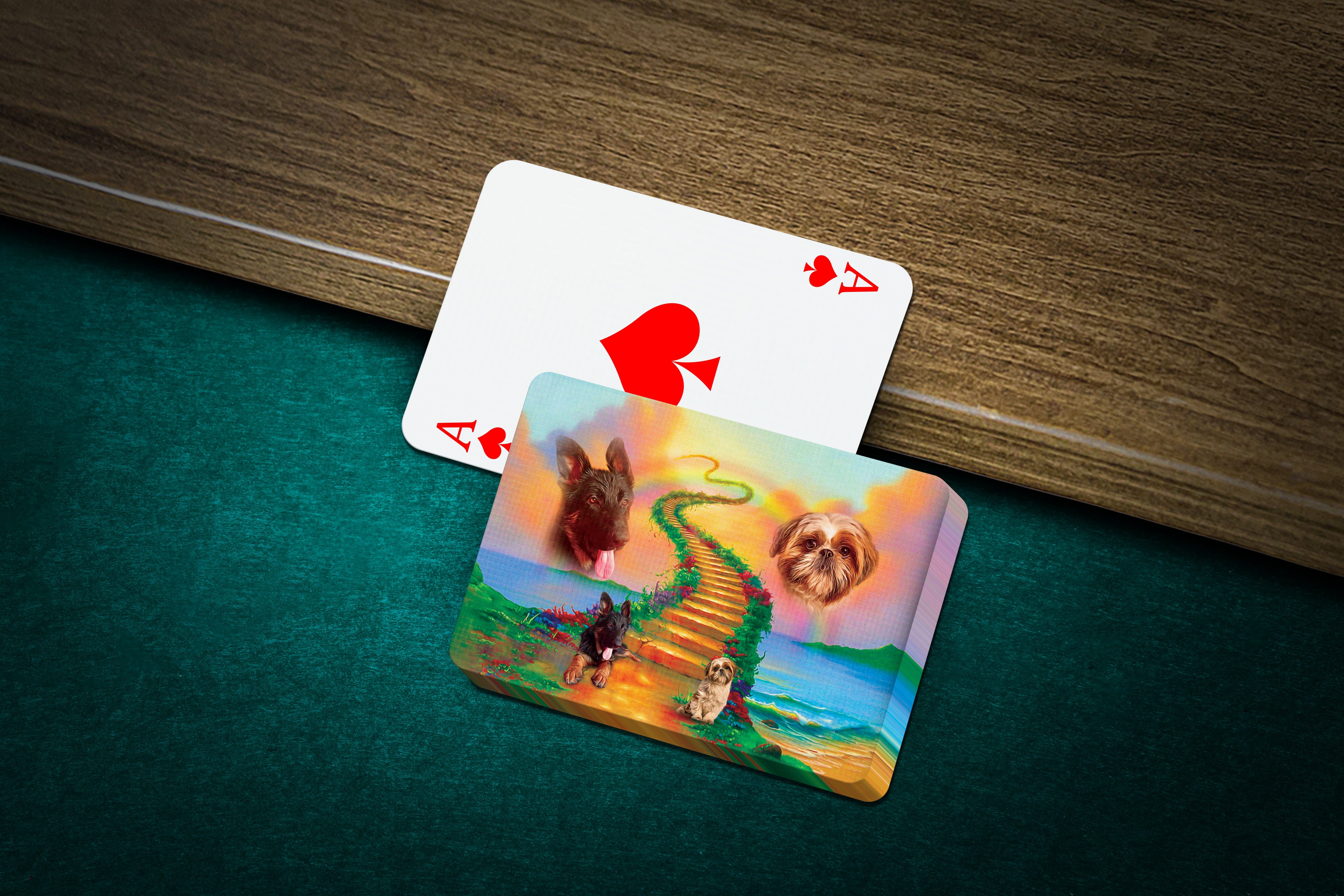 &#39;The Rainbow Bridge&#39; Personalized 2 Pet Playing Cards