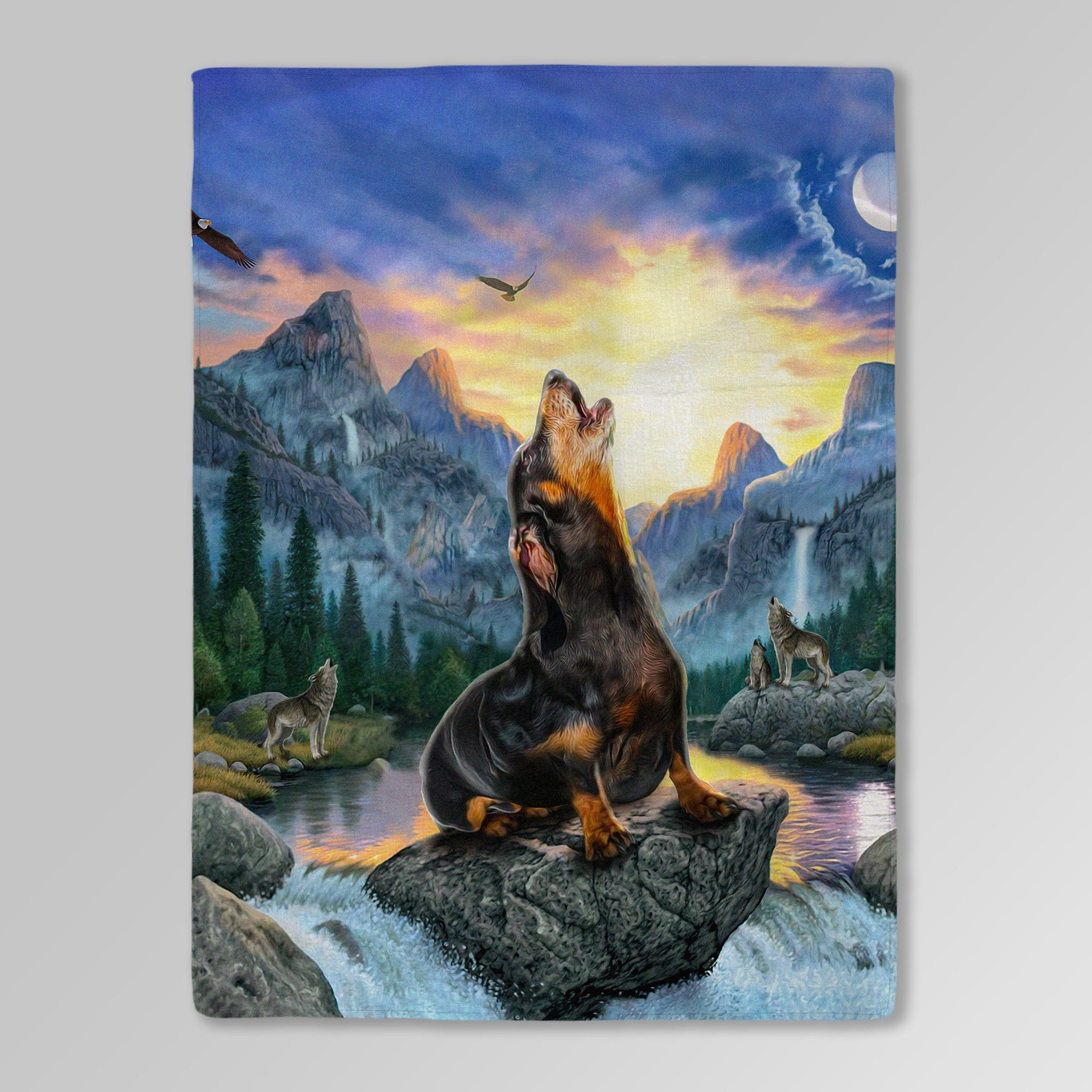 &#39;The Retro Wolf&#39; Personalized Pet Blanket