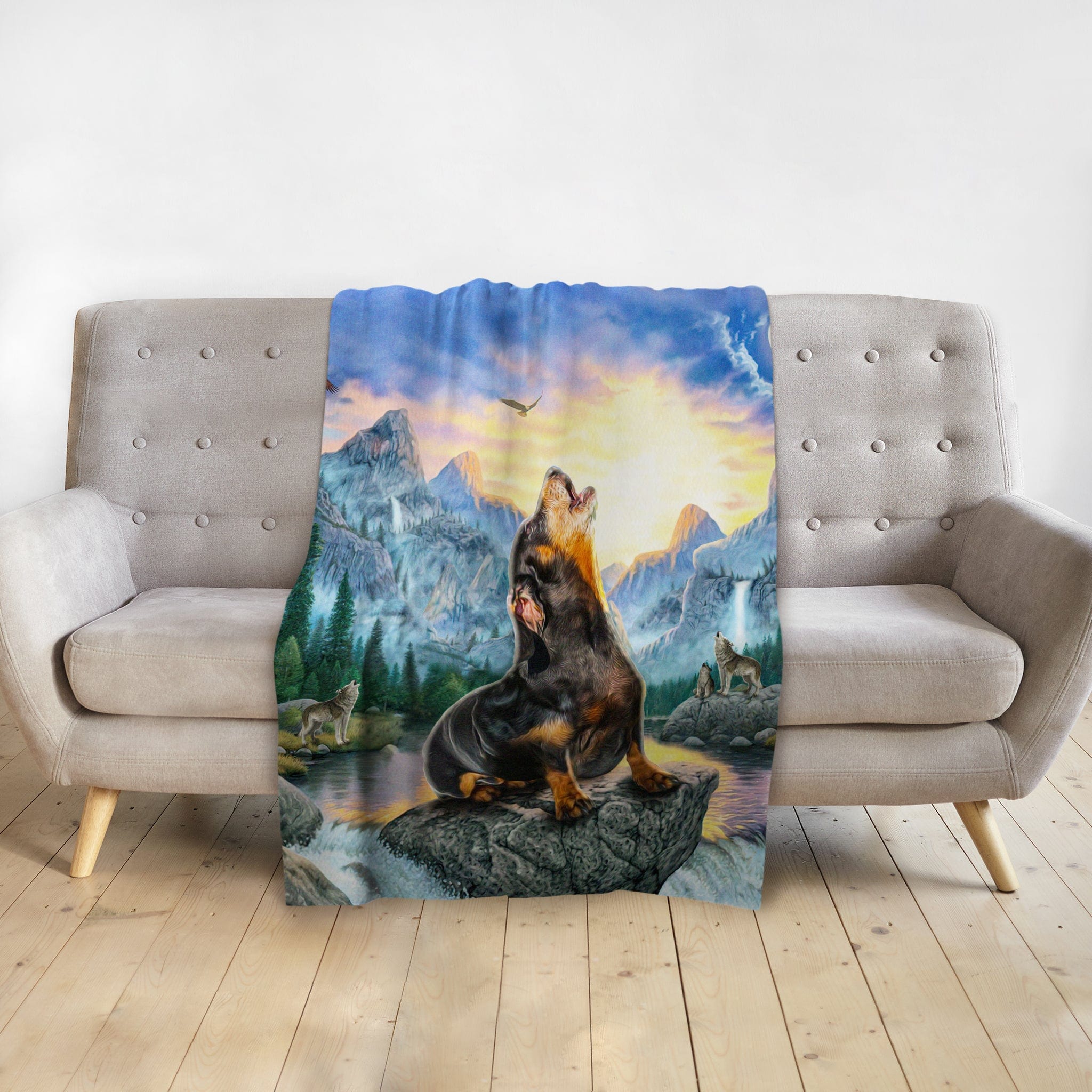&#39;The Retro Wolf&#39; Personalized Pet Blanket