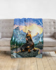 'The Retro Wolf' Personalized Pet Blanket