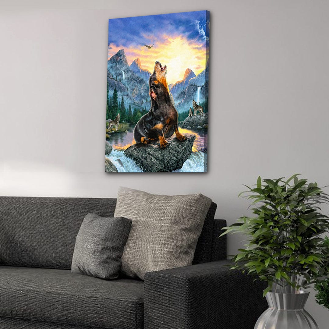 &#39;The Retro Wolf&#39; Personalized Pet Canvas