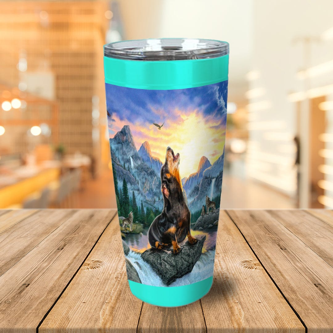&#39;The Retro Wolf&#39; Personalized Tumbler