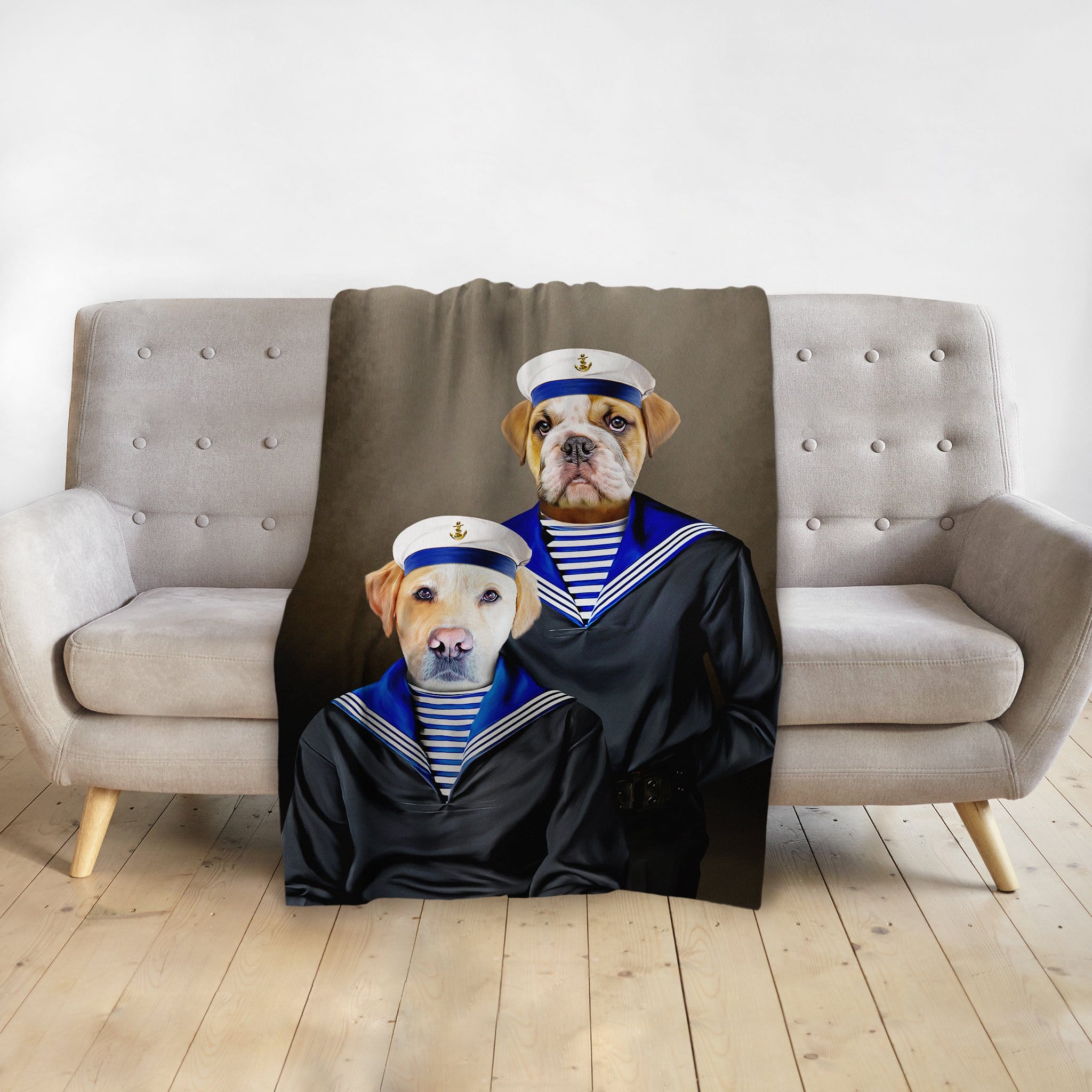 &#39;The Sailors&#39; Personalized 2 Pet Blanket
