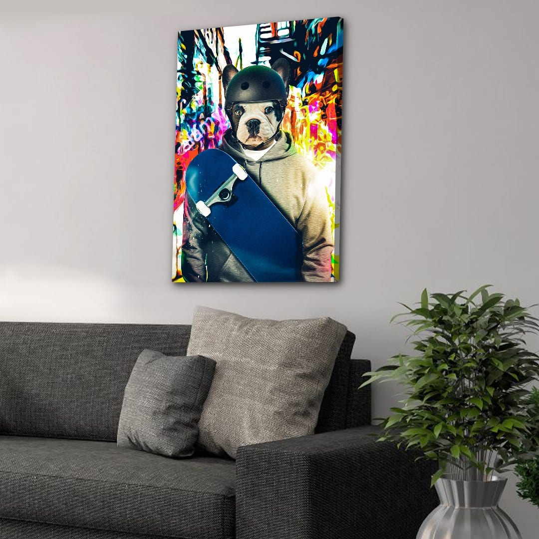 &#39;The Skateboarder&#39; Personalized Pet Canvas
