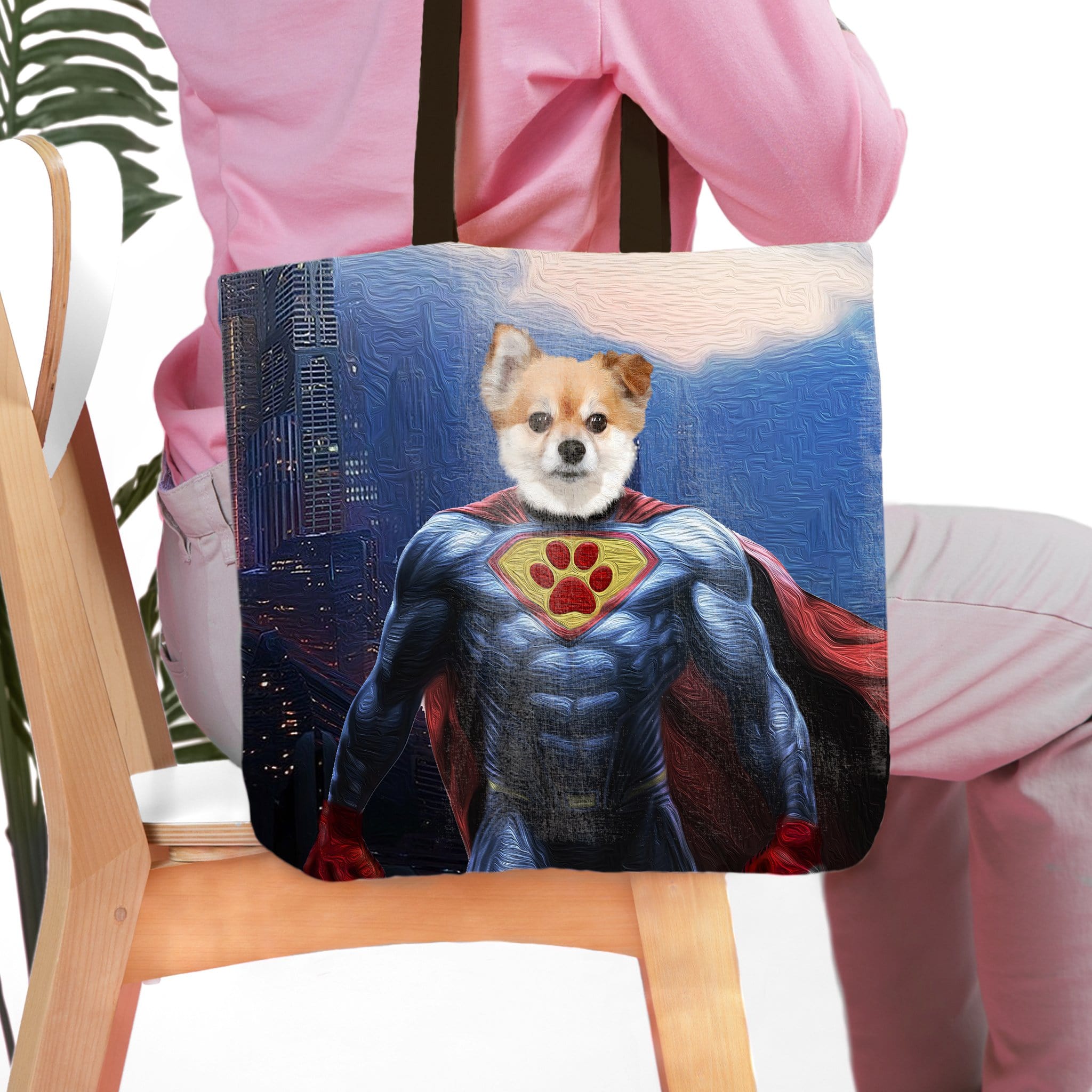 &#39;The Super Dog&#39; Personalized Tote Bag
