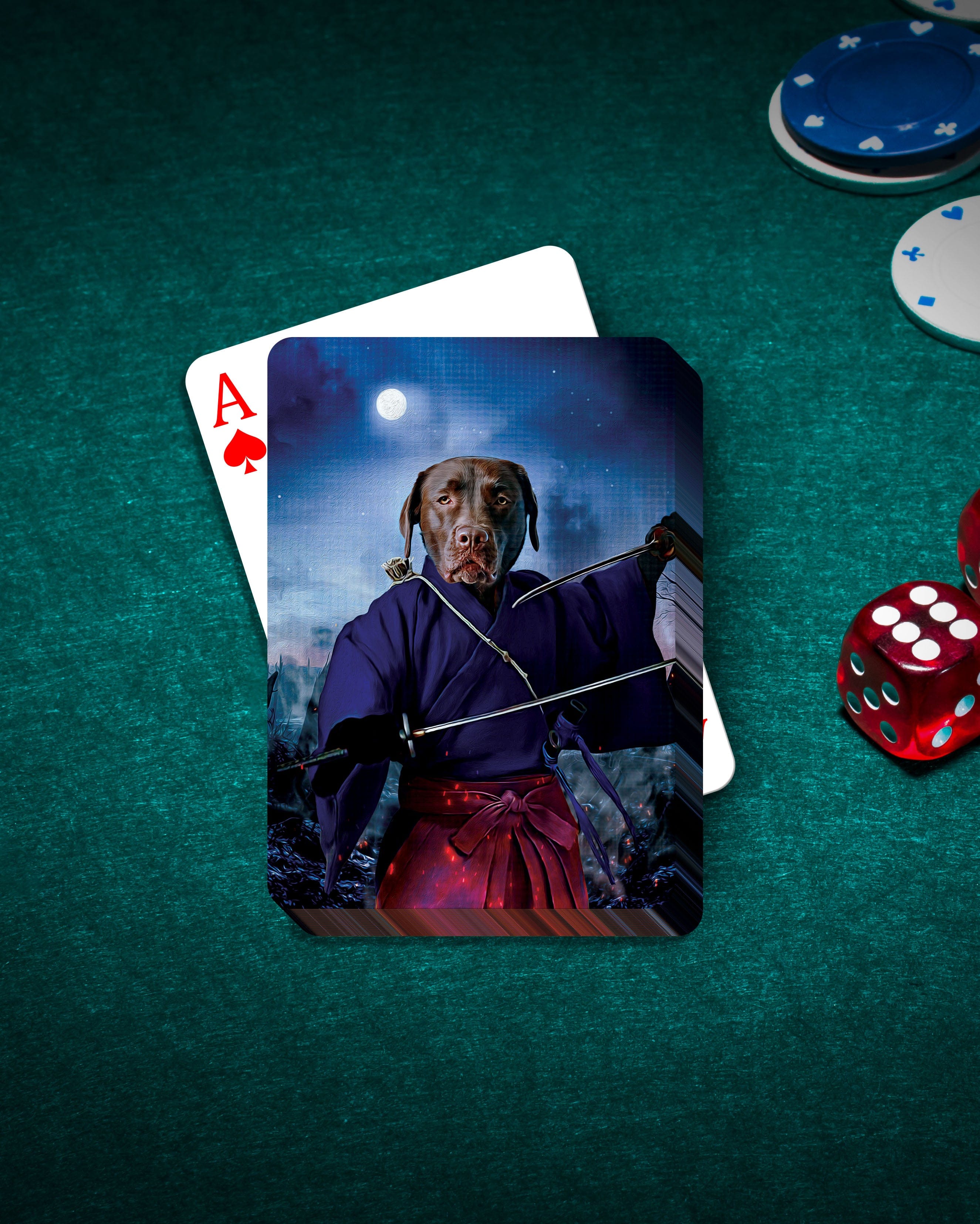 &#39;The Swordsman&#39; Personalized Pet Playing Cards
