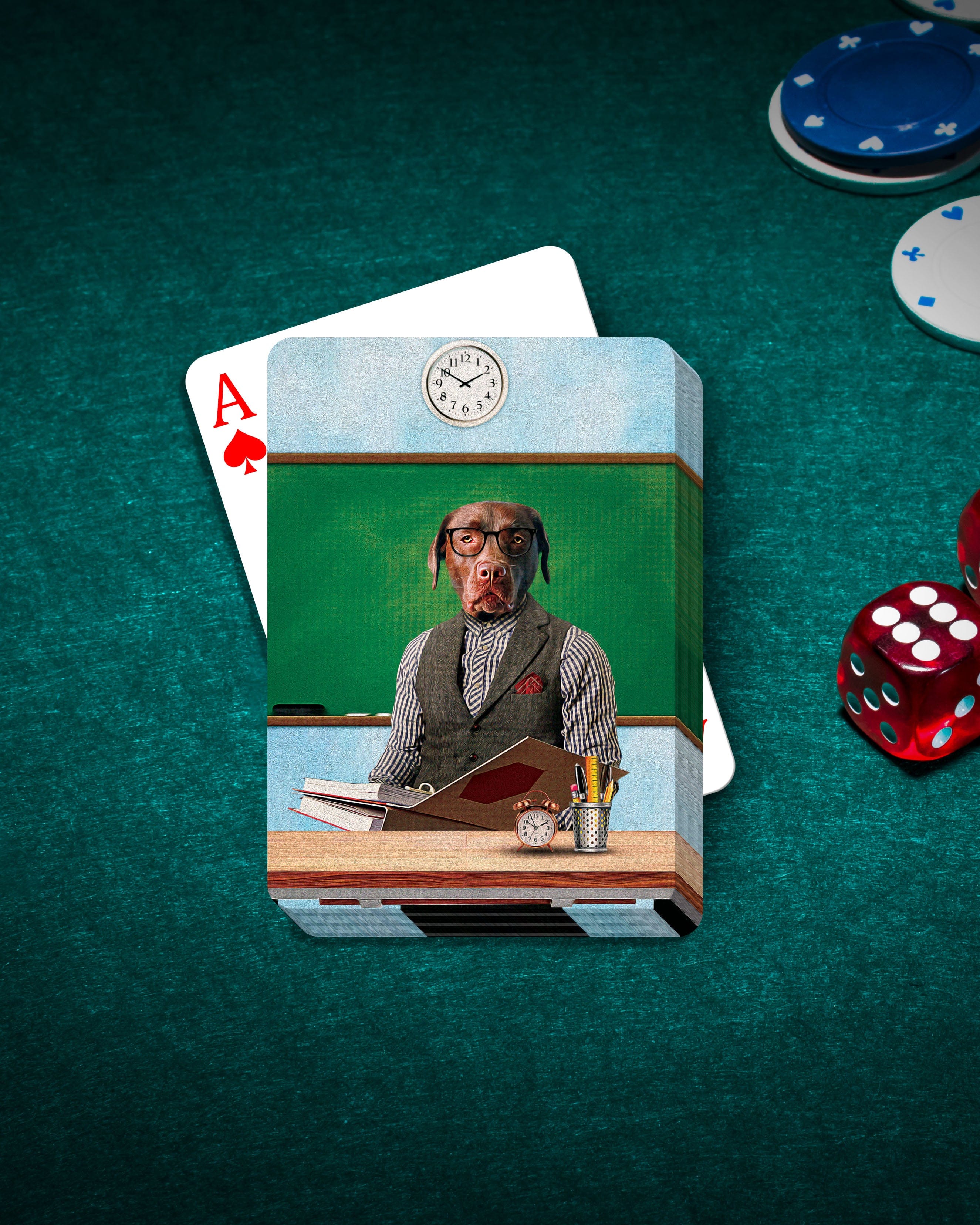 &#39;The Teacher&#39; Personalized Pet Playing Cards