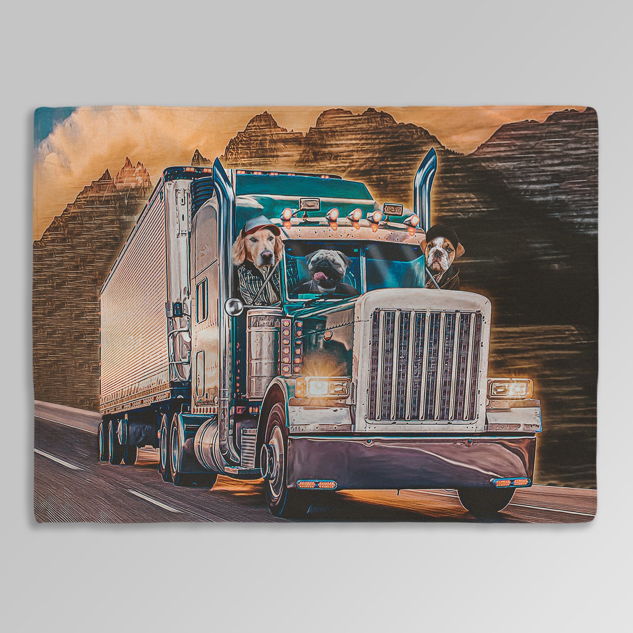 &#39;The Truckers&#39; Personalized 3 Pet Blanket